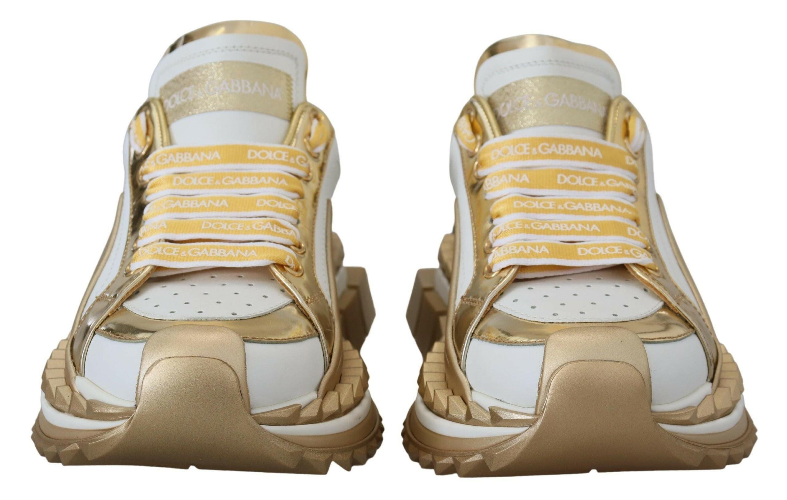Dolce & Gabbana White and gold Super Queen Leather Shoes -   -  Dolce & Gabbana.