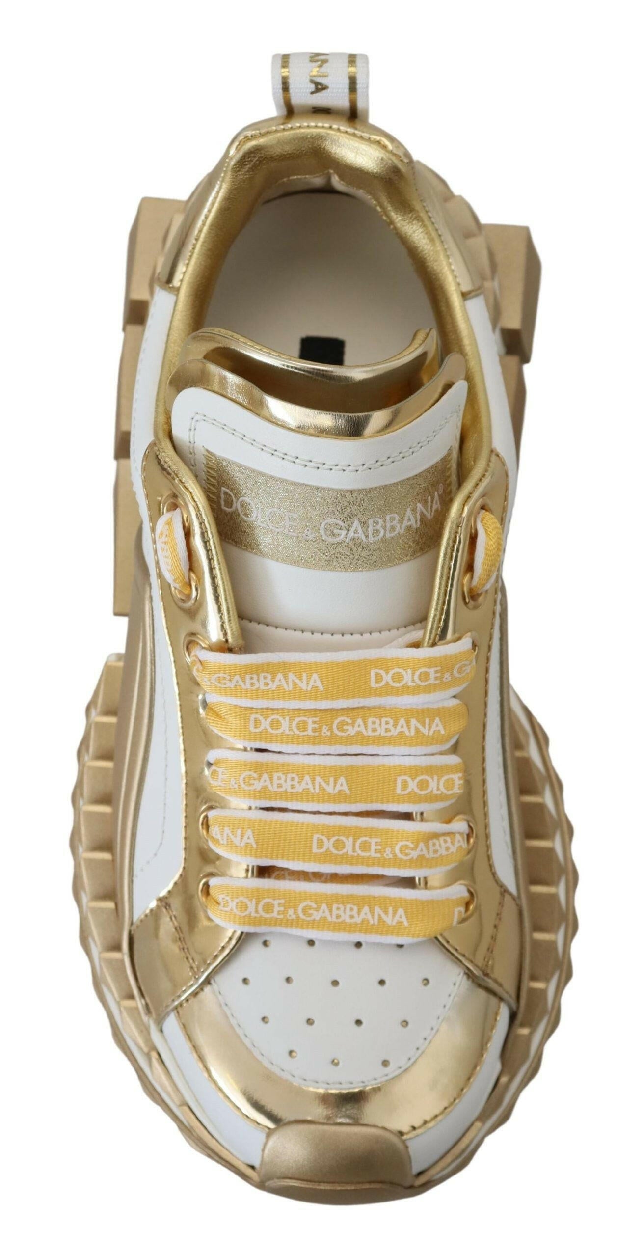 Dolce & Gabbana White and gold Super Queen Leather Shoes -   -  Dolce & Gabbana.