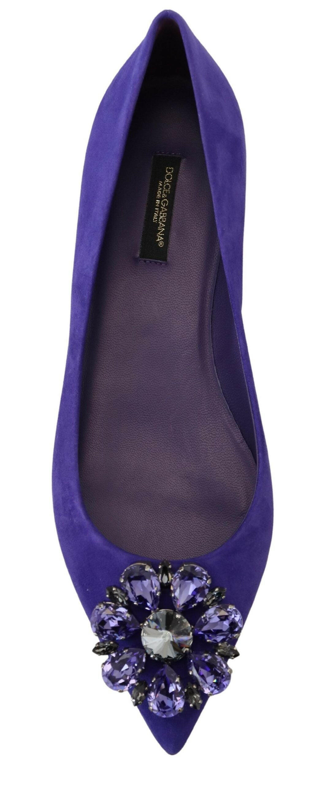 Dolce & Gabbana Purple Suede Crystals Loafers Flats Shoes -   -  Dolce & Gabbana.