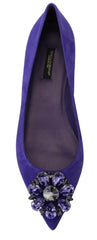 Dolce & Gabbana Purple Suede Crystals Loafers Flats Shoes -   -  Dolce & Gabbana.