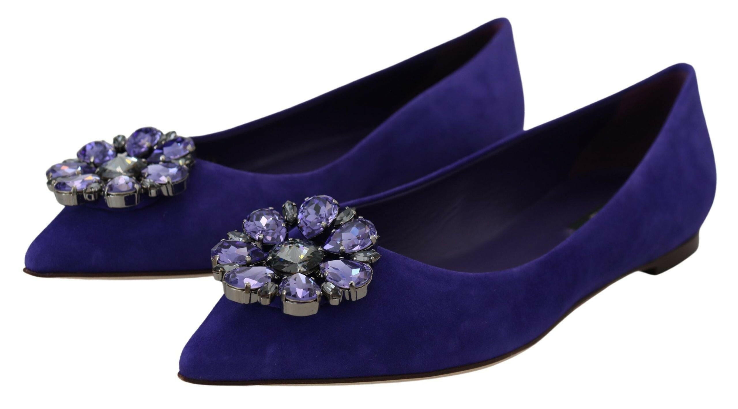 Dolce & Gabbana Purple Suede Crystals Loafers Flats Shoes -   -  Dolce & Gabbana.