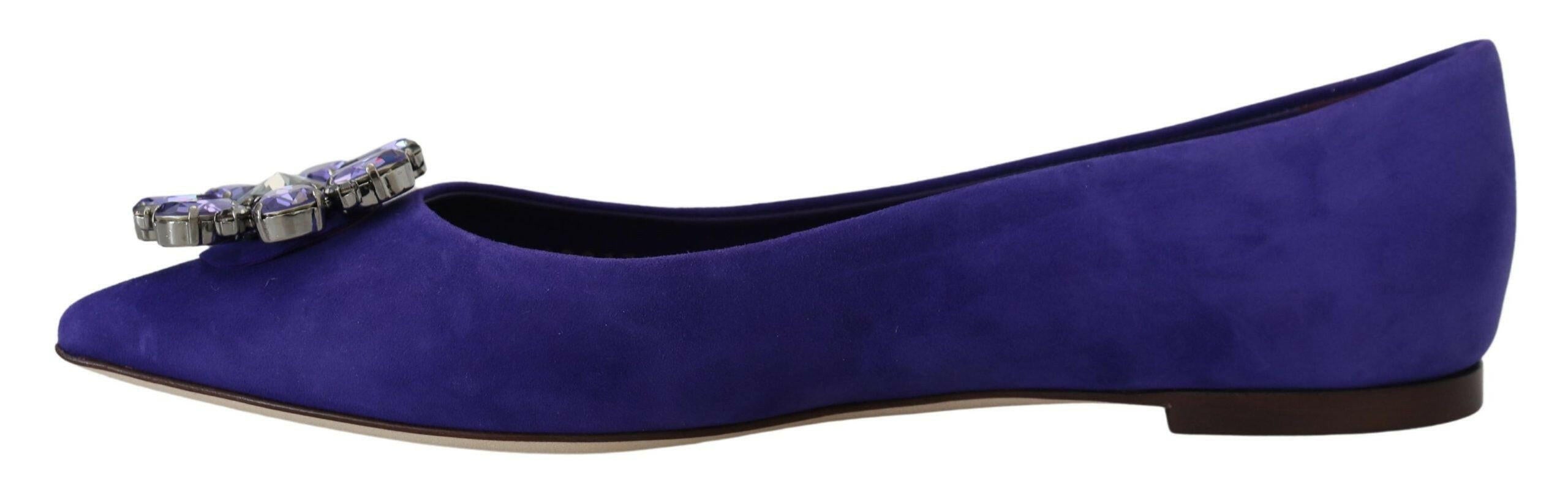 Dolce & Gabbana Purple Suede Crystals Loafers Flats Shoes -   -  Dolce & Gabbana.