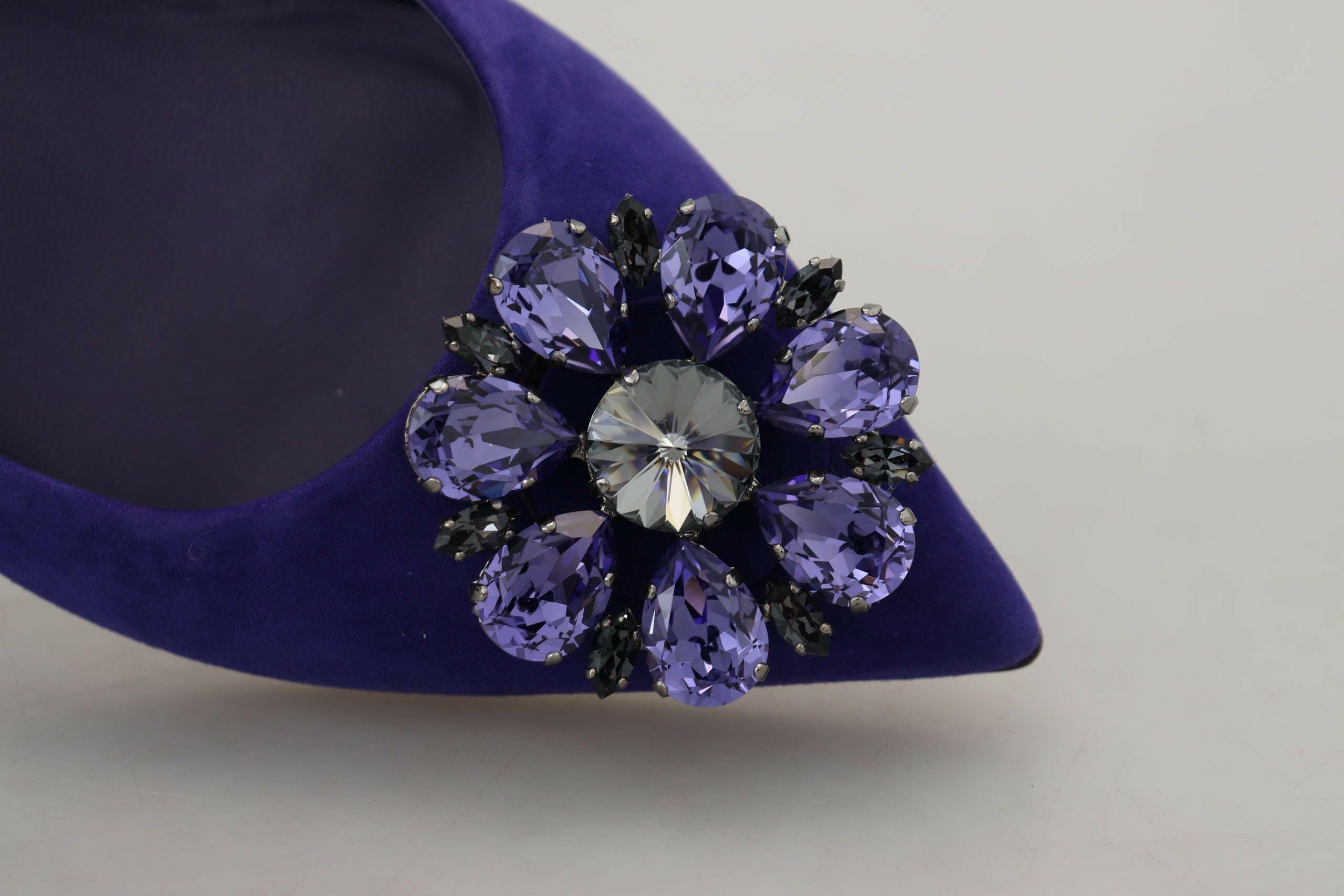 Dolce & Gabbana Purple Suede Crystals Loafers Flats Shoes -   -  Dolce & Gabbana.
