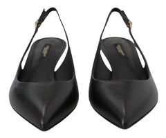 Dolce & Gabbana Black Leather Slingbacks Heels Pumps Shoes -   -  Dolce & Gabbana.