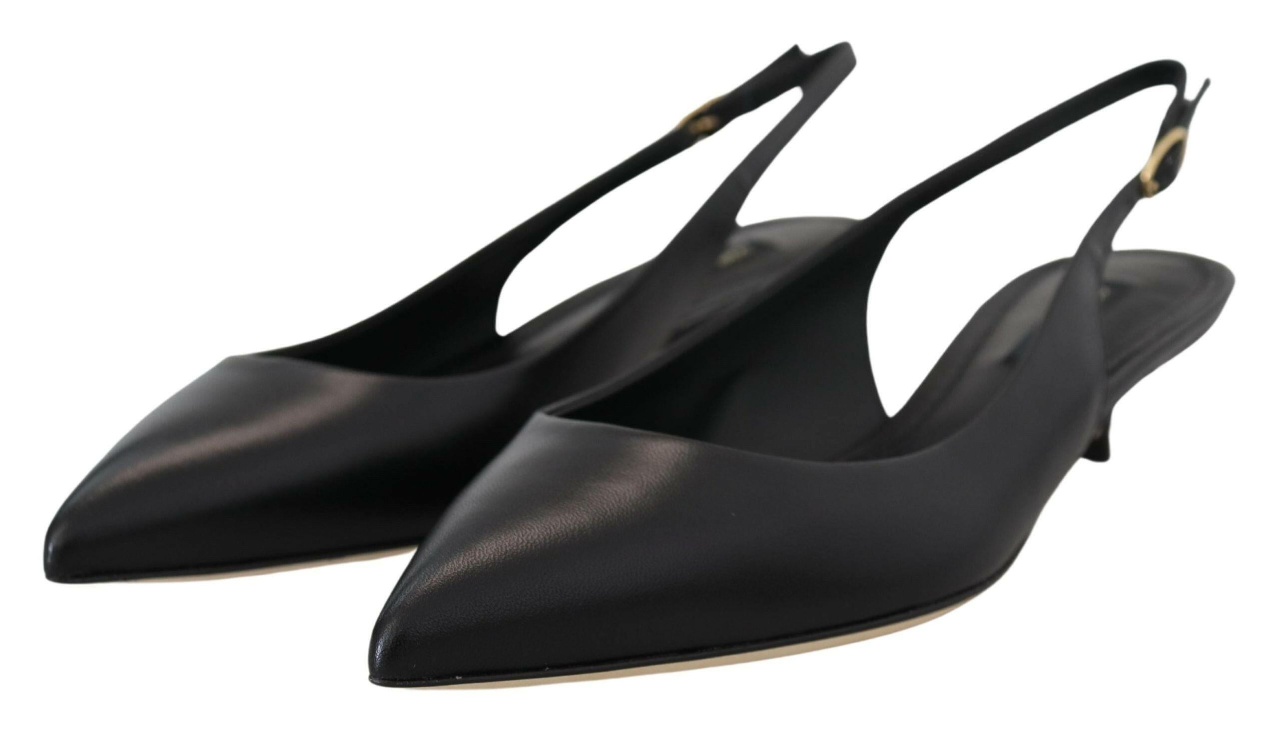 Dolce & Gabbana Black Leather Slingbacks Heels Pumps Shoes -   -  Dolce & Gabbana.