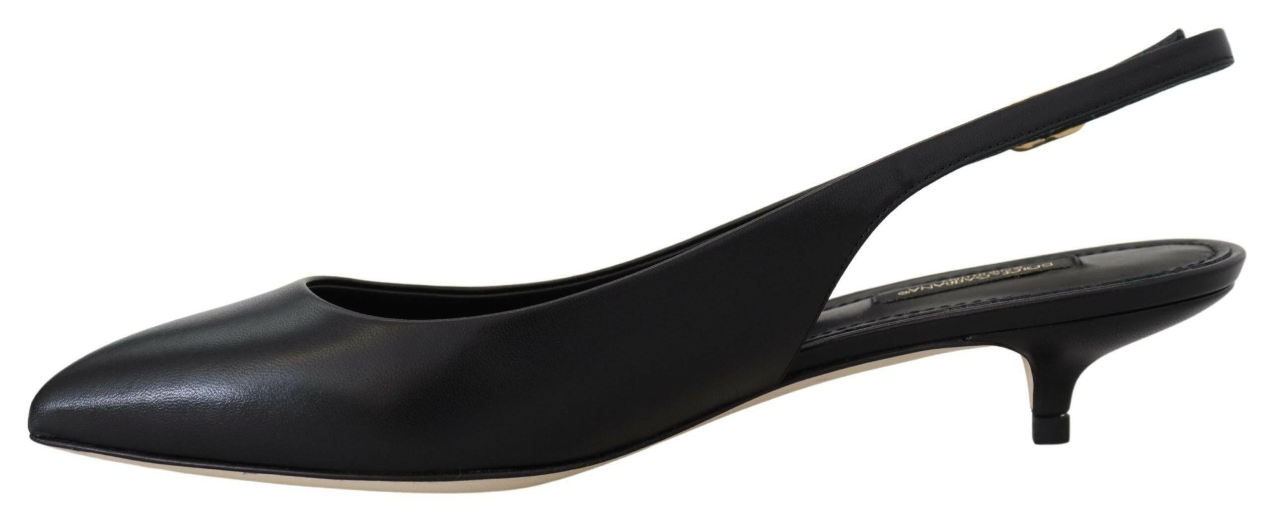 Dolce & Gabbana Black Leather Slingbacks Heels Pumps Shoes -   -  Dolce & Gabbana.