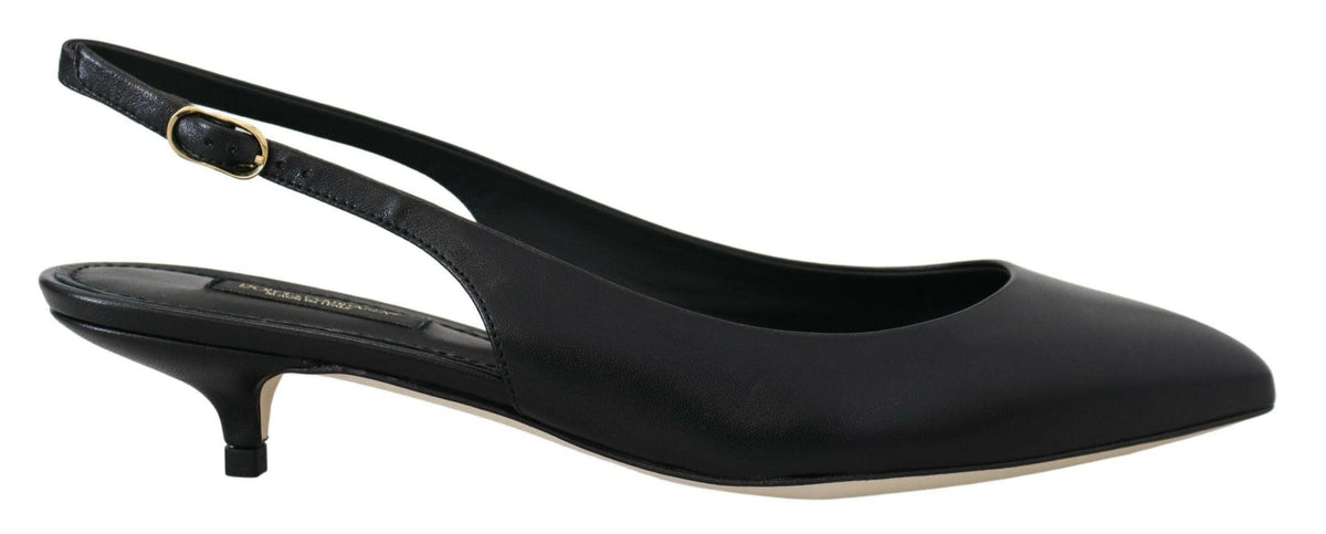 Dolce & Gabbana Black Leather Slingbacks Heels Pumps Shoes -   -  Dolce & Gabbana.