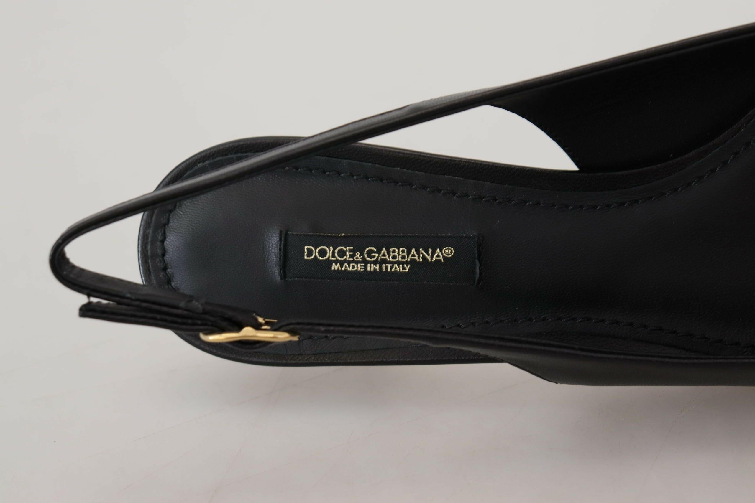 Dolce & Gabbana Black Leather Slingbacks Heels Pumps Shoes -   -  Dolce & Gabbana.