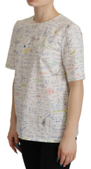 Dolce & Gabbana White Cotton Algebra Print Short Sleeves Top -   -  Dolce & Gabbana.