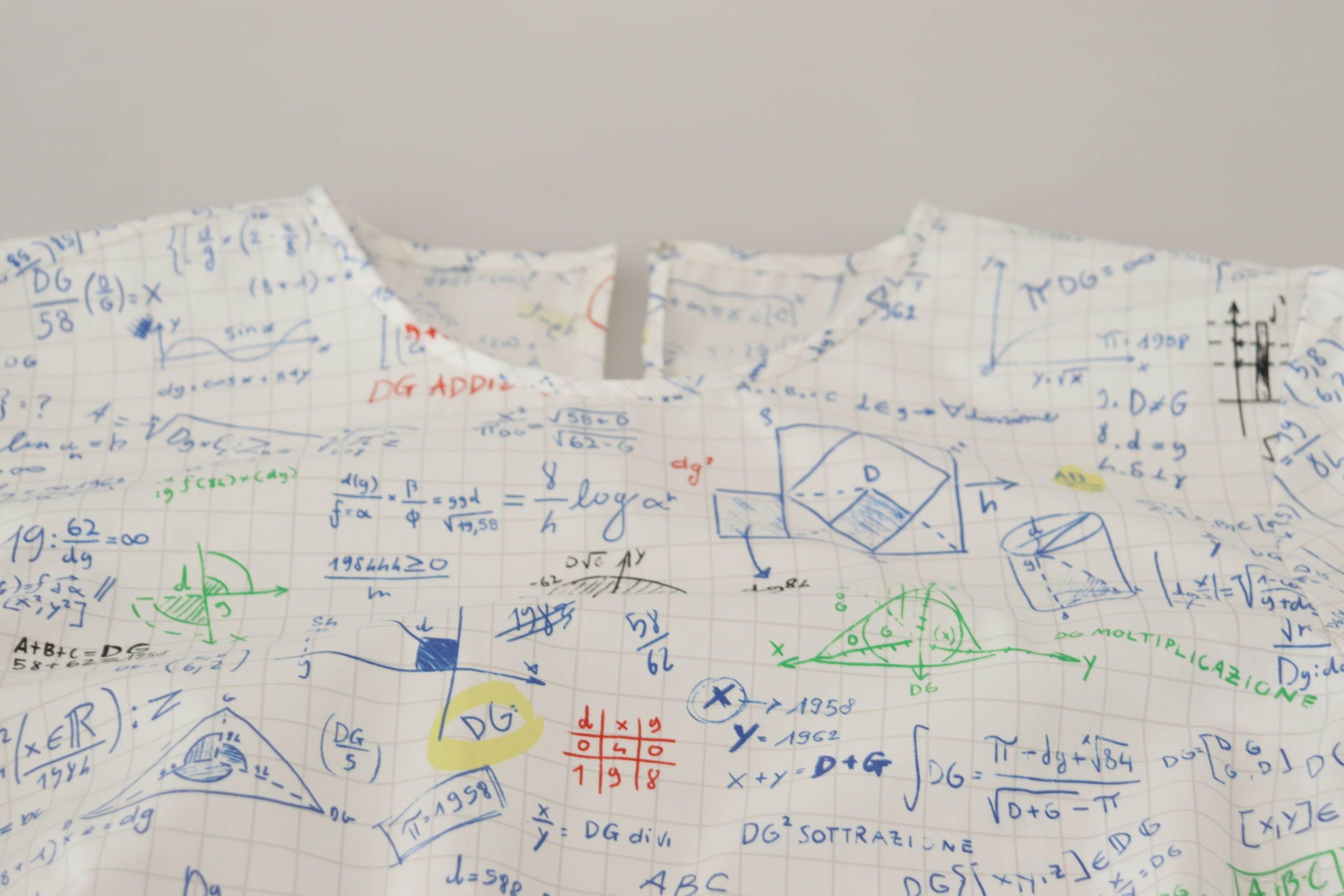 Dolce & Gabbana White Cotton Algebra Print Short Sleeves Top -   -  Dolce & Gabbana.