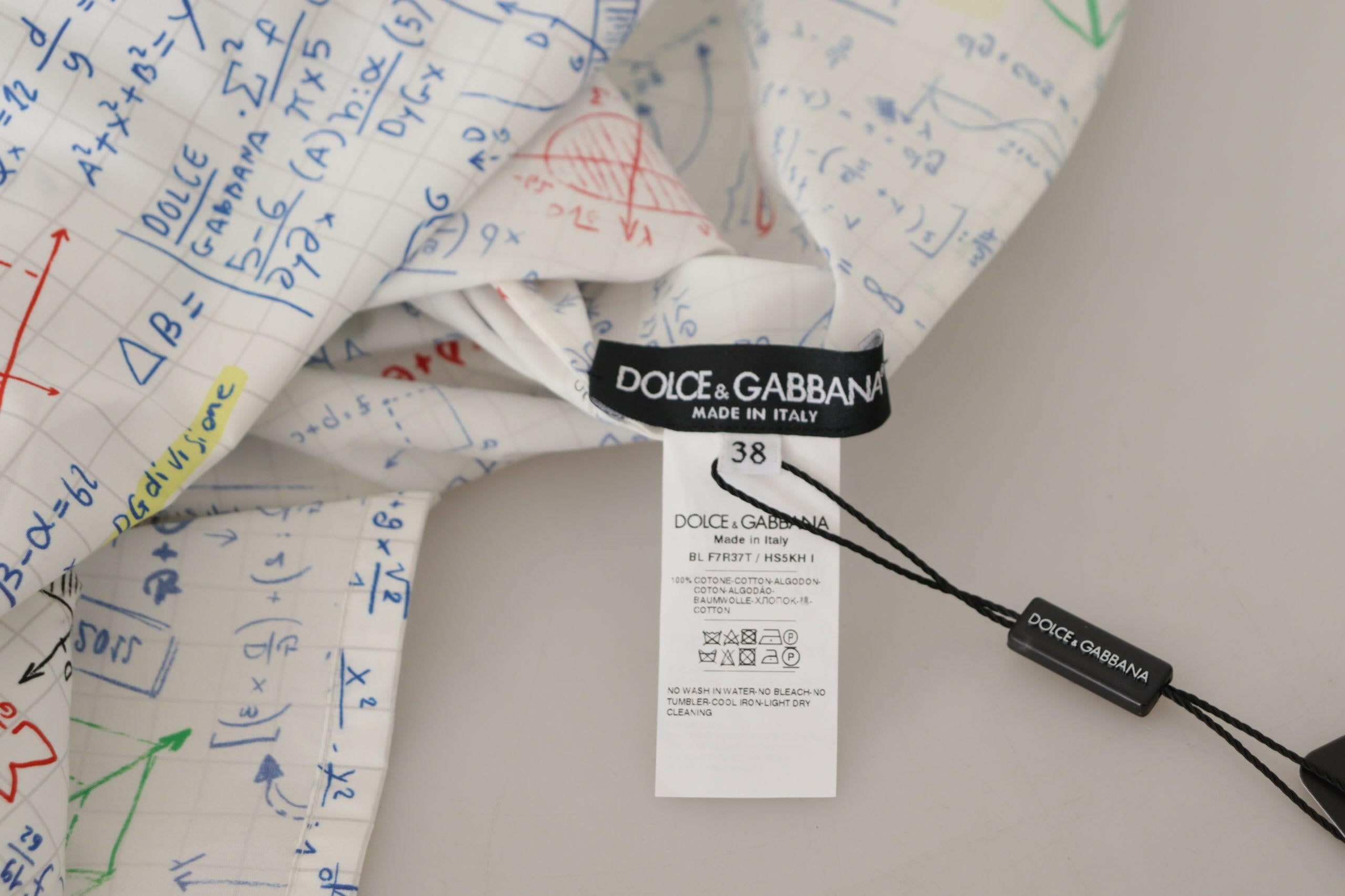 Dolce & Gabbana White Cotton Algebra Print Short Sleeves Top -   -  Dolce & Gabbana.
