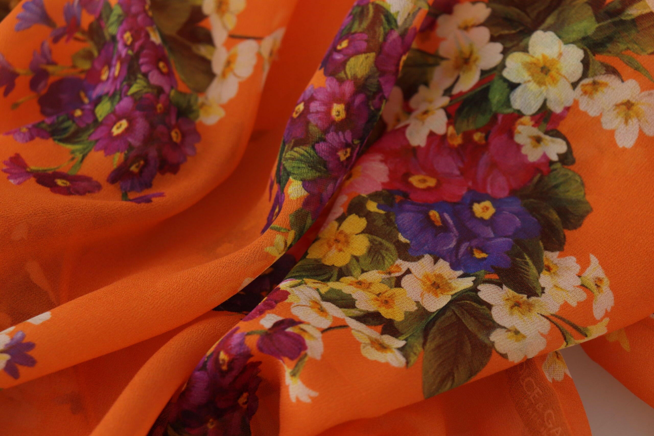 Dolce & Gabbana Orange Floral Print Long Sleeve Blouse -   -  Dolce & Gabbana.