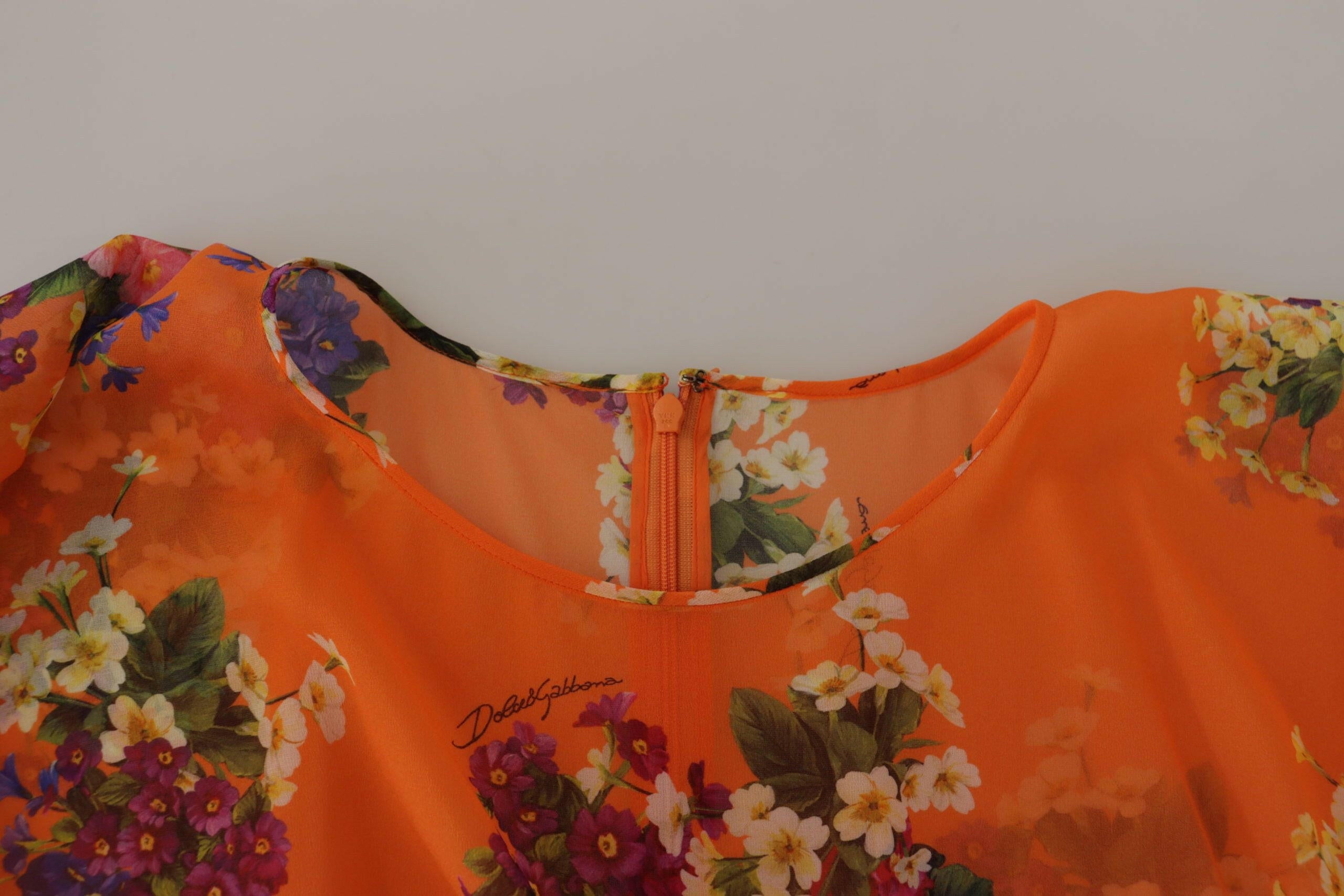 Dolce & Gabbana Orange Floral Print Long Sleeve Blouse -   -  Dolce & Gabbana.