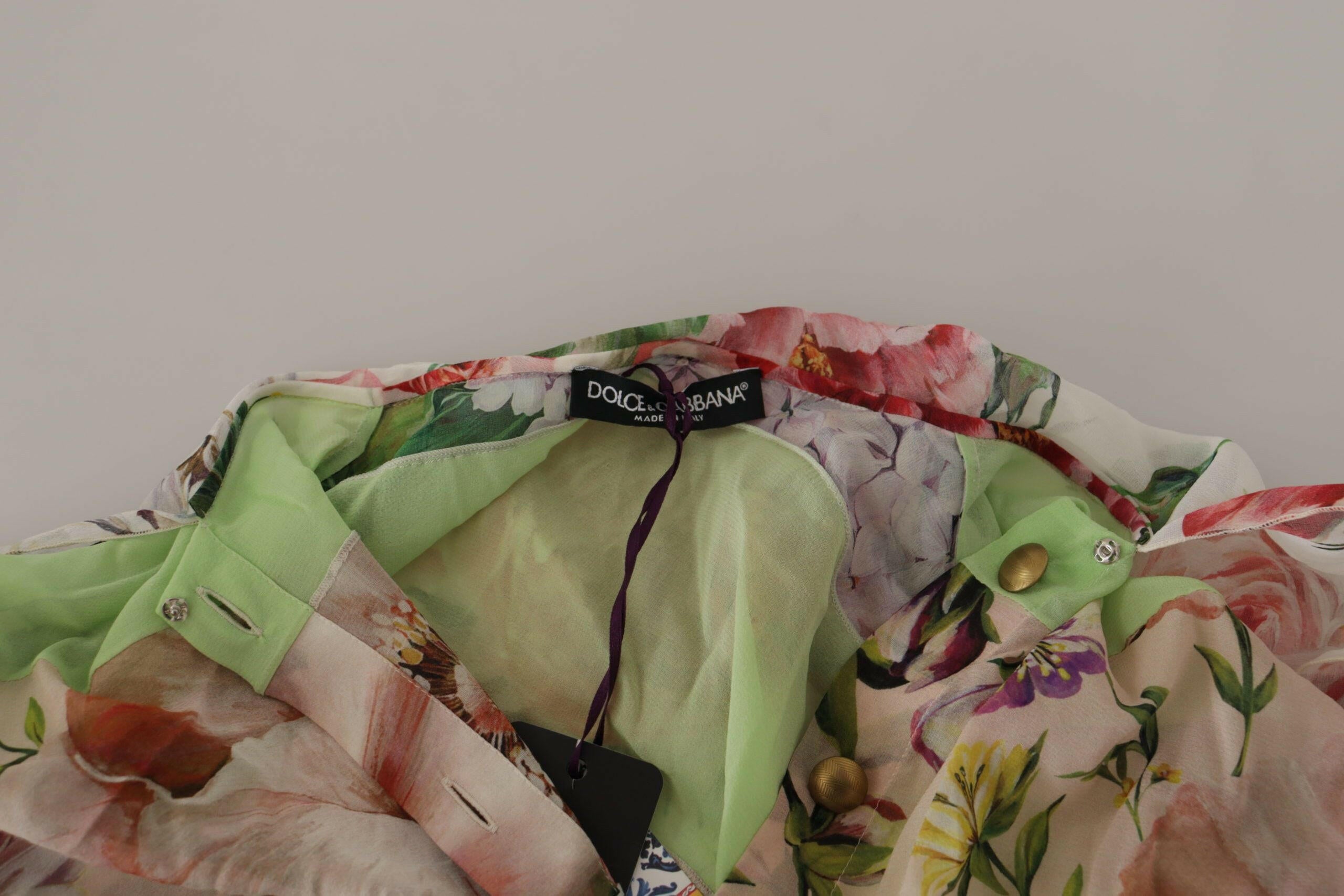 Dolce & Gabbana Multicolor  Floral Patchwork Design Ascot Collar Top Blouse -   -  Dolce & Gabbana.