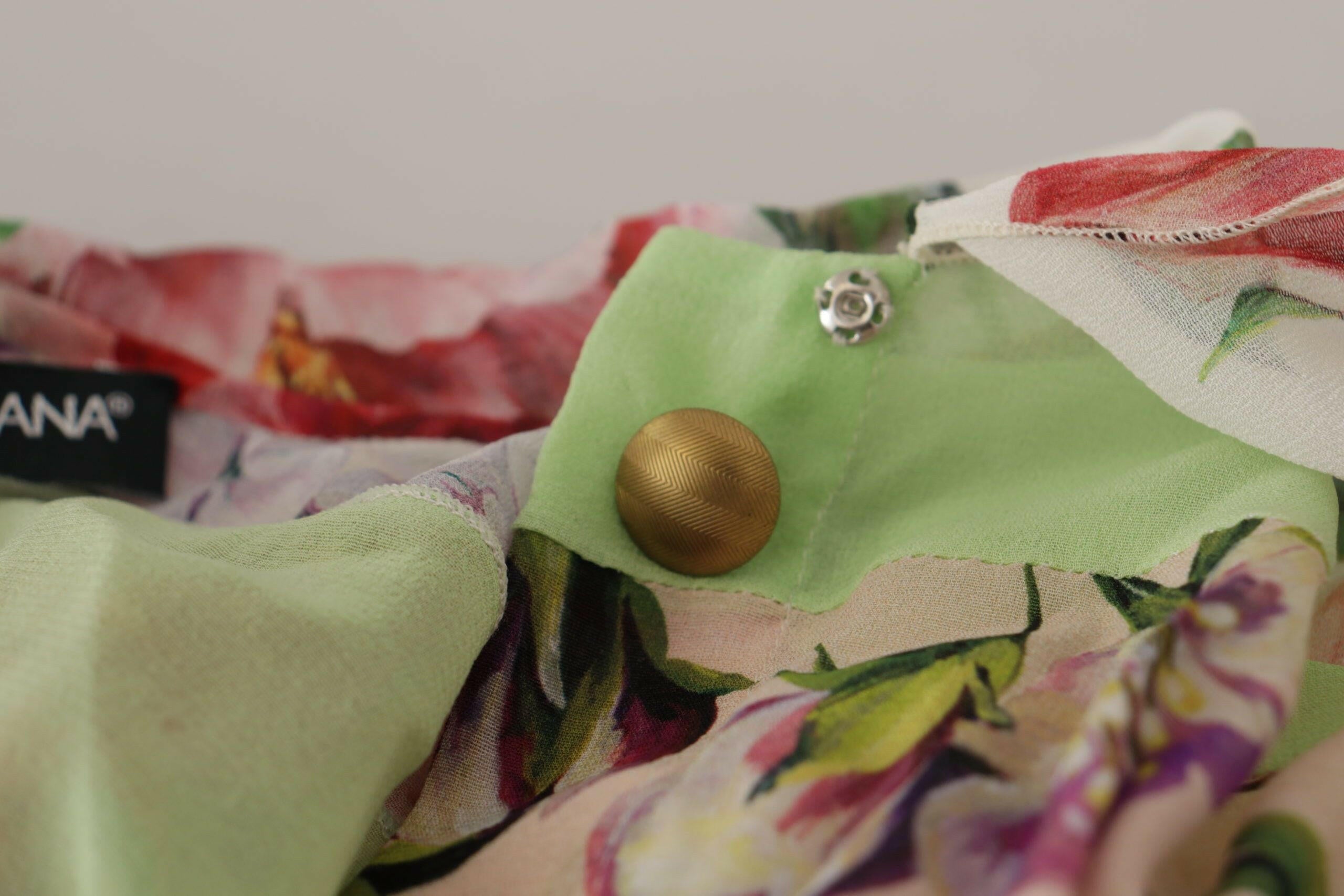 Dolce & Gabbana Multicolor  Floral Patchwork Design Ascot Collar Top Blouse -   -  Dolce & Gabbana.