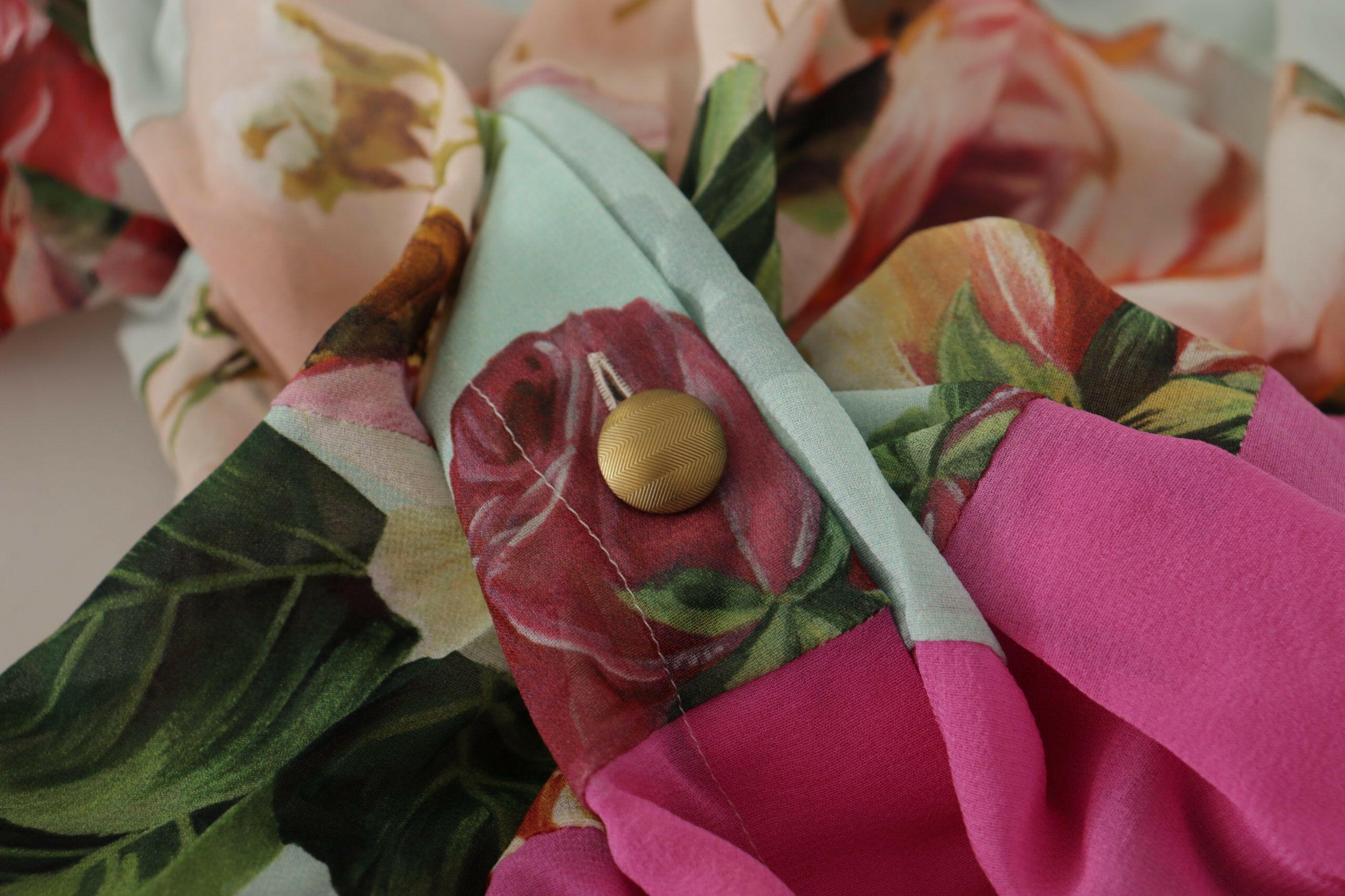 Dolce & Gabbana Multicolor  Floral Patchwork Design Ascot Collar Top Blouse -   -  Dolce & Gabbana.