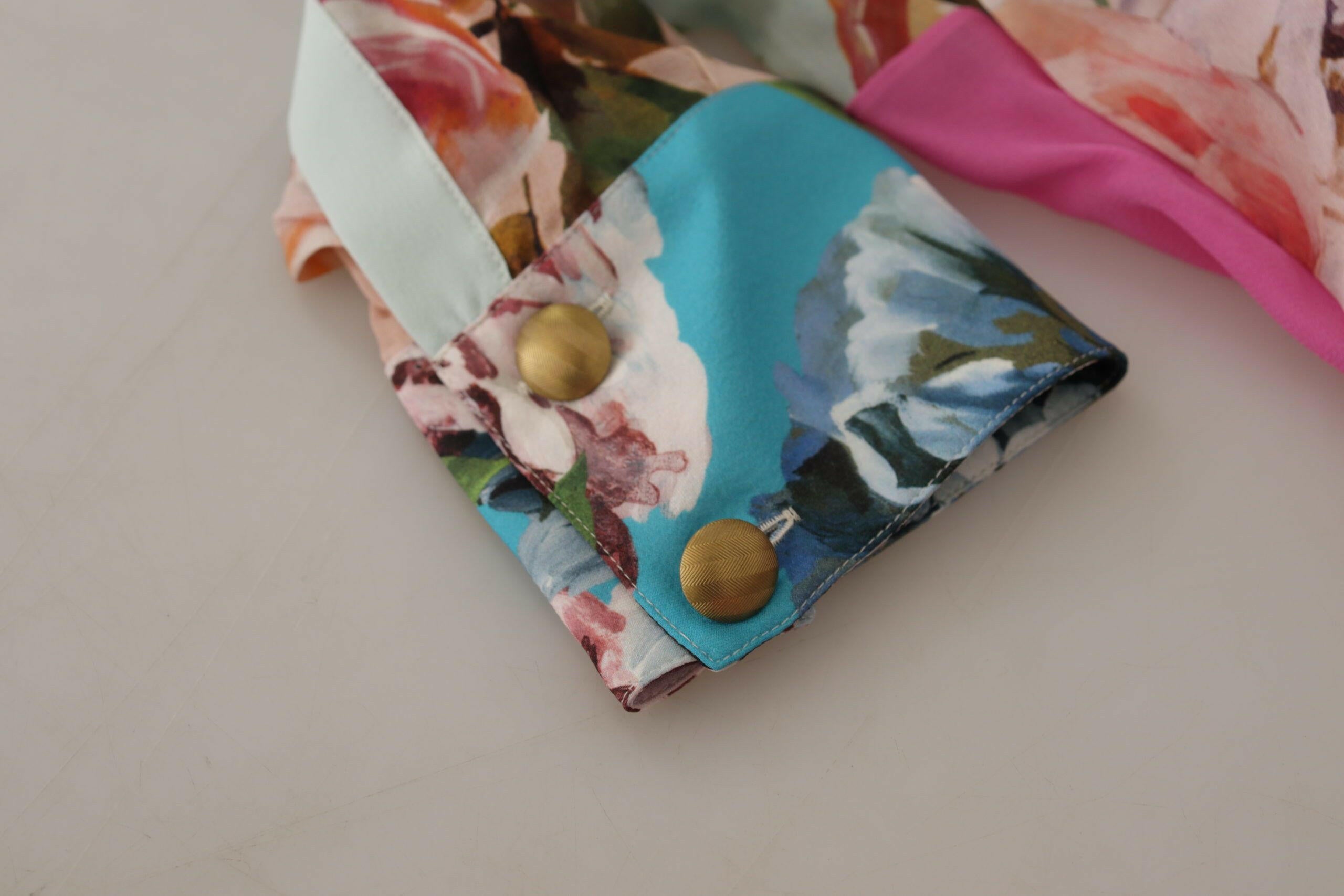 Dolce & Gabbana Multicolor  Floral Patchwork Design Ascot Collar Top Blouse -   -  Dolce & Gabbana.