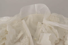 Dolce & Gabbana White Ruffles Lace Long Sleeve Blouse Top -   -  Dolce & Gabbana.