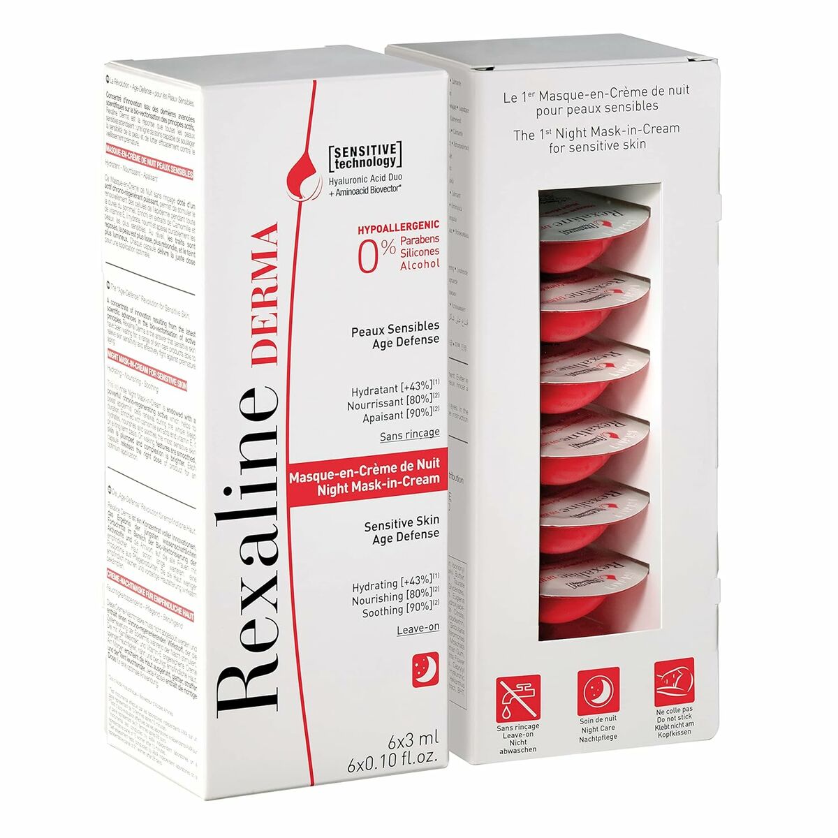 Moisturising Overnight Mask Rexaline Derma 3 ml x 6 Sensitive skin -  Beauty, Skin care -  Rexaline.