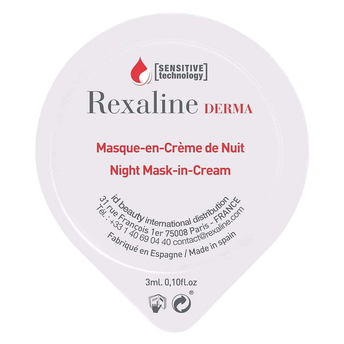 Moisturising Overnight Mask Rexaline Derma 3 ml x 6 Sensitive skin -  Beauty, Skin care -  Rexaline.
