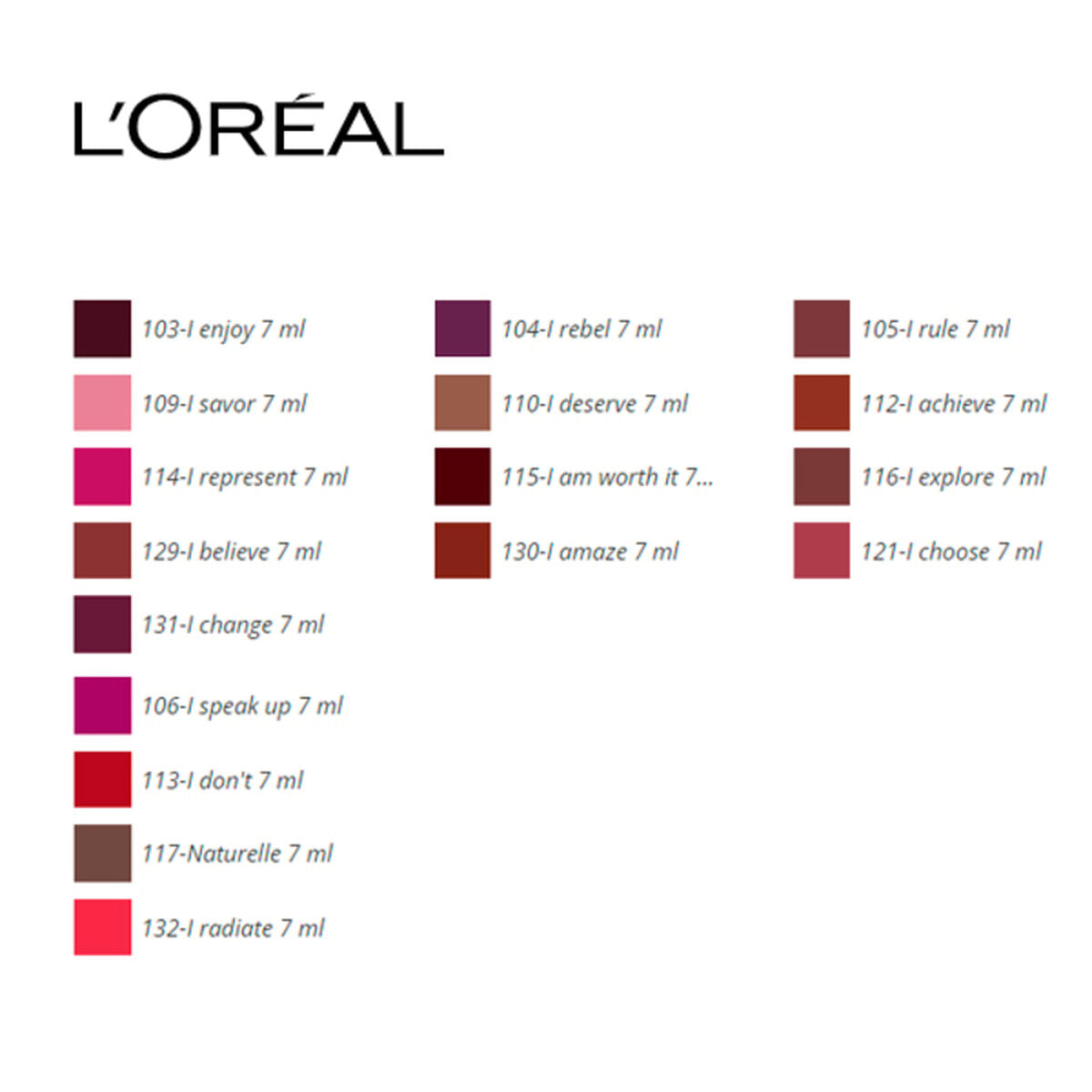 Lipstick Rouge Signature L'Oreal Make Up (7 ml) 7 ml -  Beauty, Make-up -  L'Oreal Make Up.
