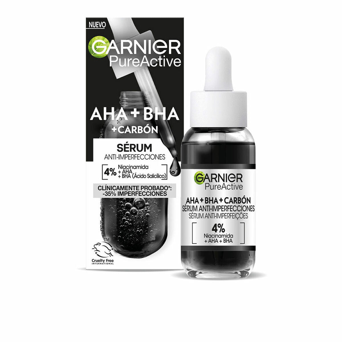 Facial Serum Garnier Pure Active Aha Bha Carbón Anti-imperfections 30 ml -  Beauty, Skin care -  Garnier.