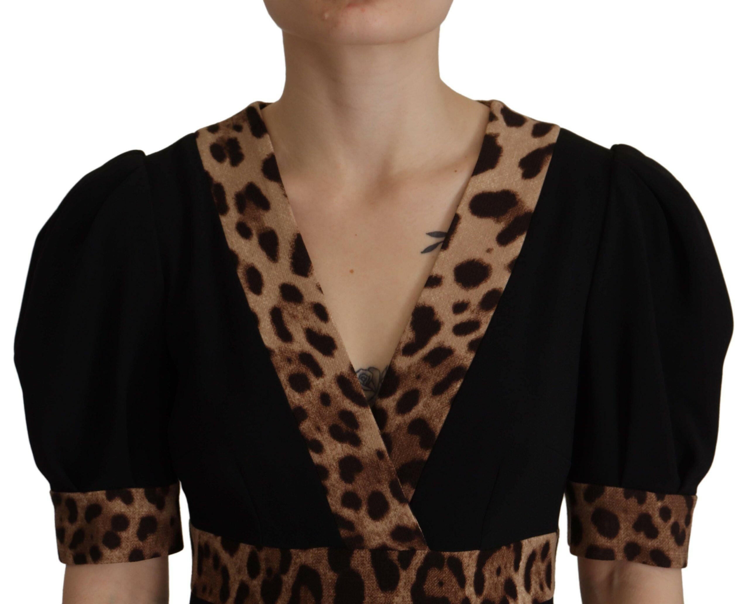 Dolce & Gabbana Black Leopard A-line Knee Length Dress -   -  Dolce & Gabbana.