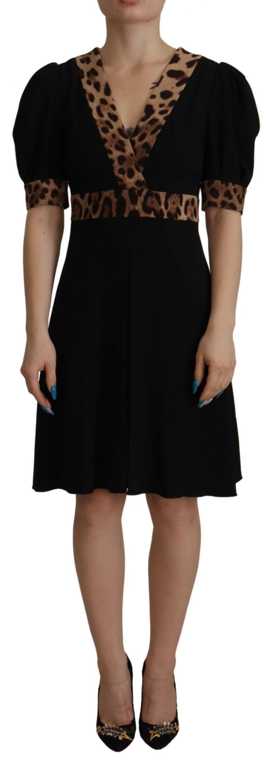 Dolce & Gabbana Black Leopard A-line Knee Length Dress -   -  Dolce & Gabbana.
