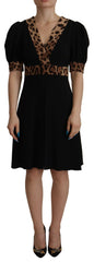 Dolce & Gabbana Black Leopard A-line Knee Length Dress -   -  Dolce & Gabbana.