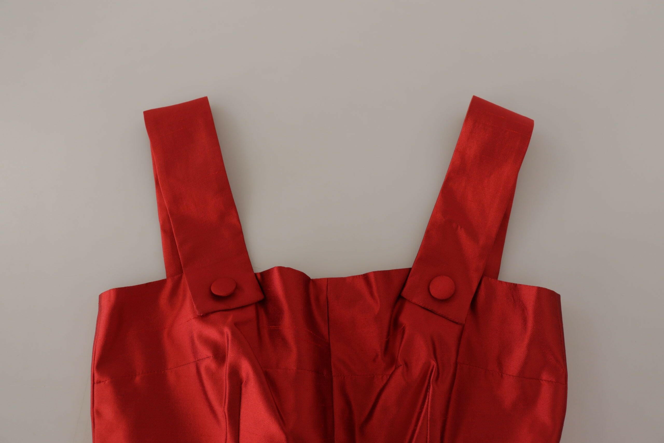Dolce & Gabbana Red A-line Pleated Satin Silk Dress -   -  Dolce & Gabbana.