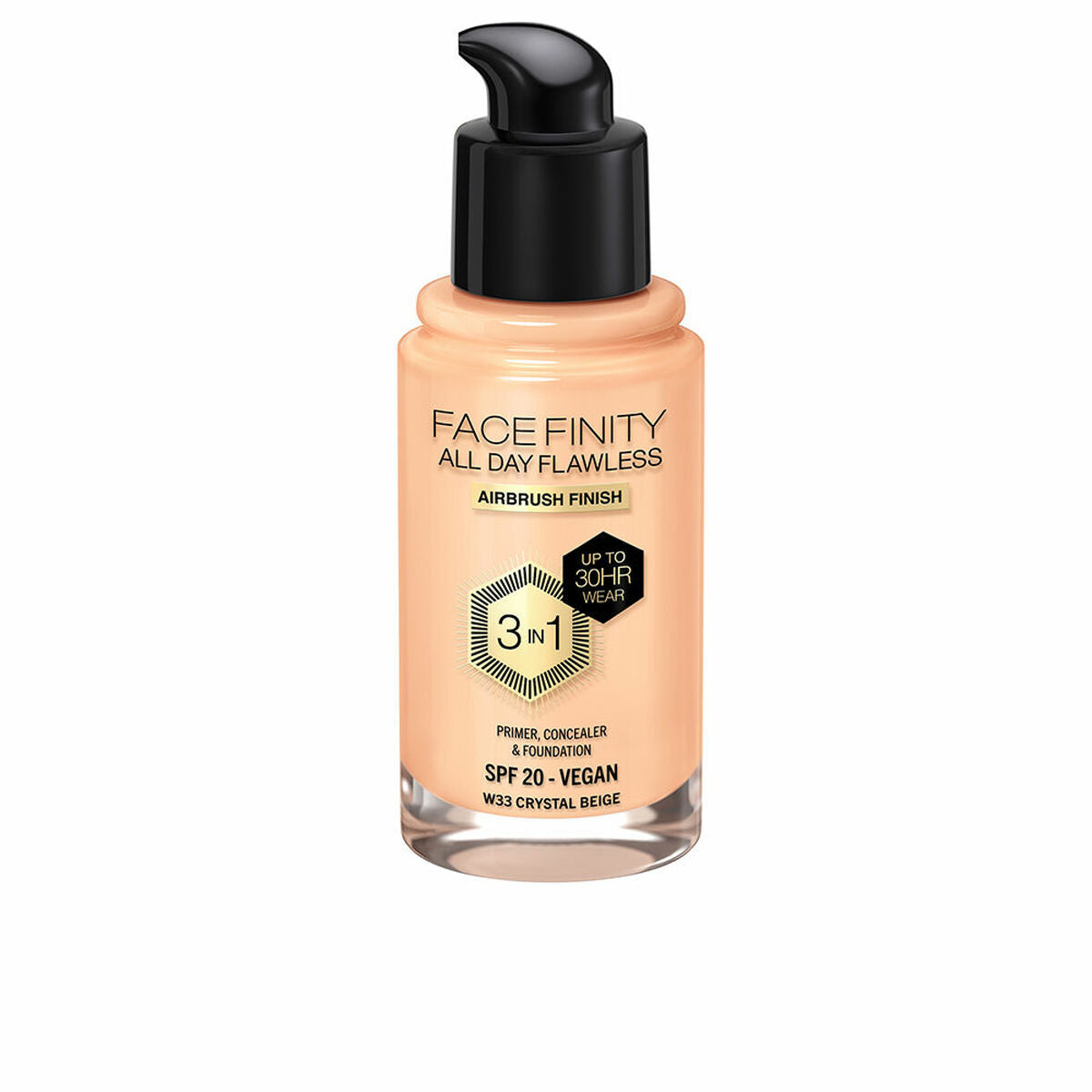 Crème Make-up Base Max Factor Face Finity All Day Flawless 3-in-1 Spf 20 Nº W33 Crystal beige 30 ml -  Beauty, Make-up -  Max Factor.