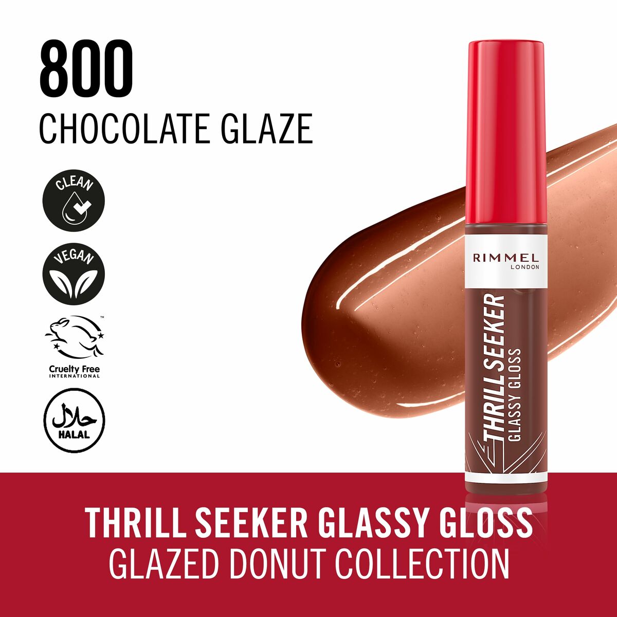 Lip-gloss Rimmel London THRILL SEEKER Nº 800-Chocolate Glaze 10 ml -  Beauty, Make-up -  Rimmel London.