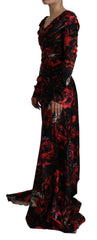 Dolce & Gabbana Black Floral Roses A-Line Sheath Gown Dress -   -  Dolce & Gabbana.