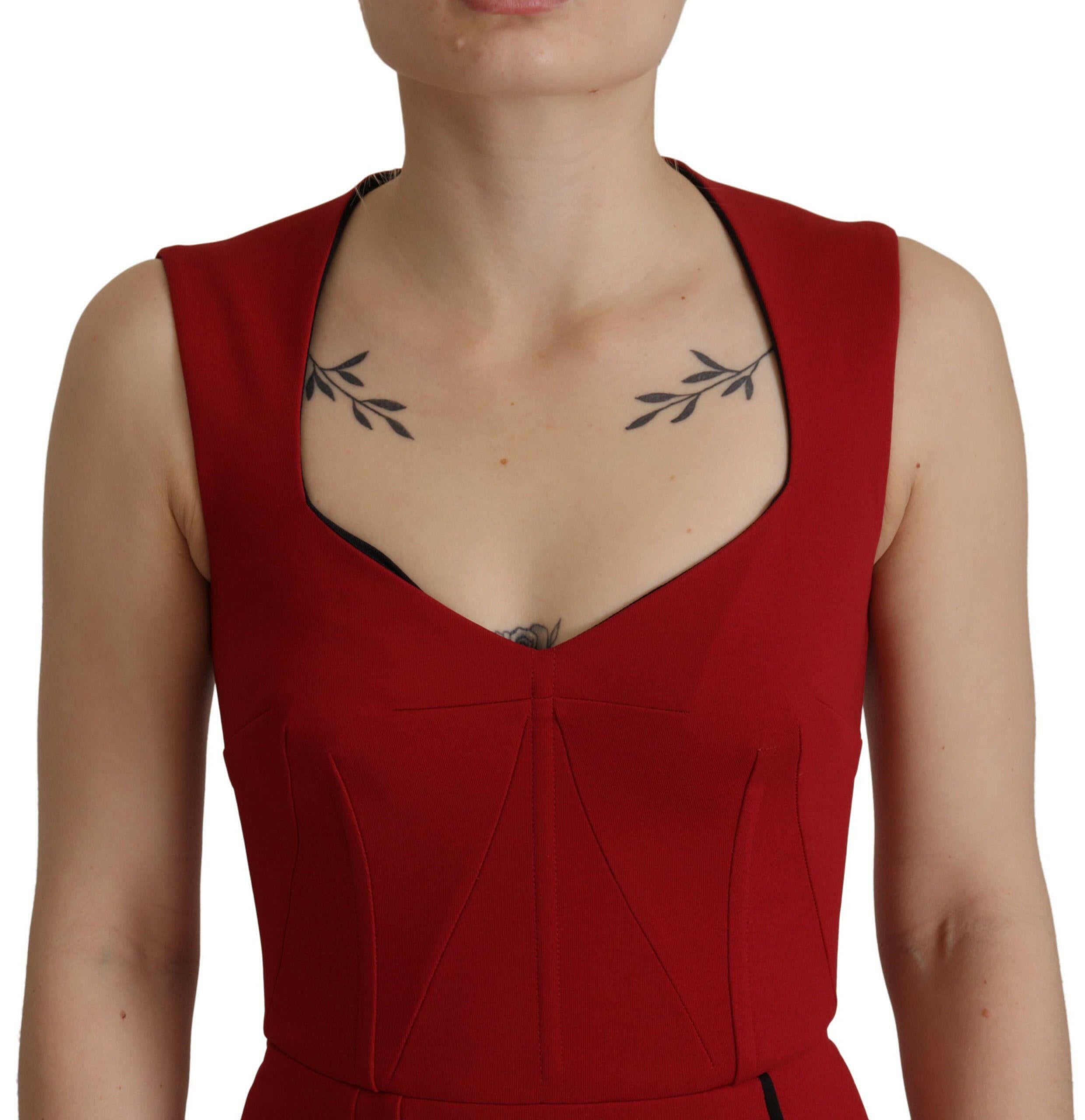 Dolce & Gabbana Red Sweetheart Neck Bodycon Midi Dress -   -  Dolce & Gabbana.
