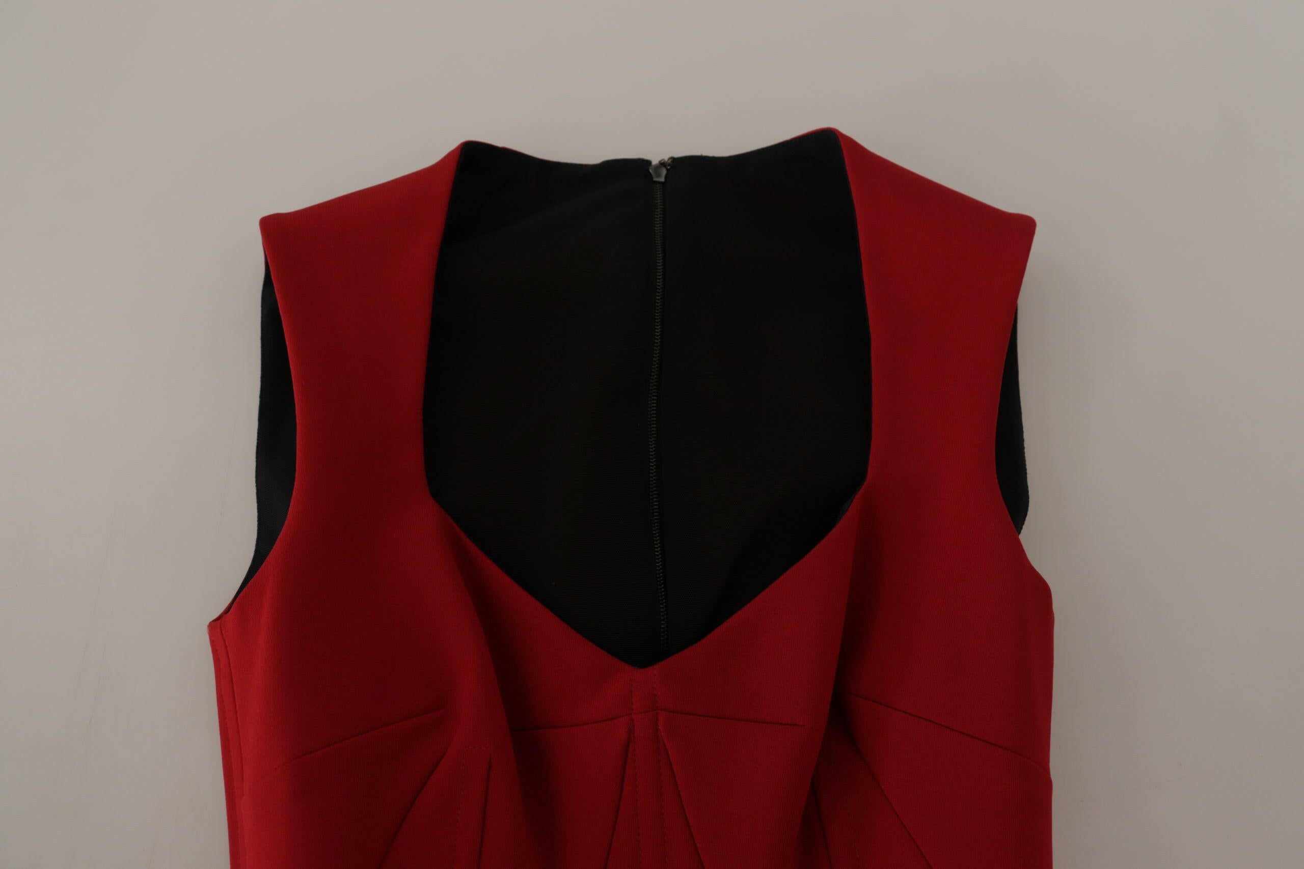 Dolce & Gabbana Red Sweetheart Neck Bodycon Midi Dress -   -  Dolce & Gabbana.
