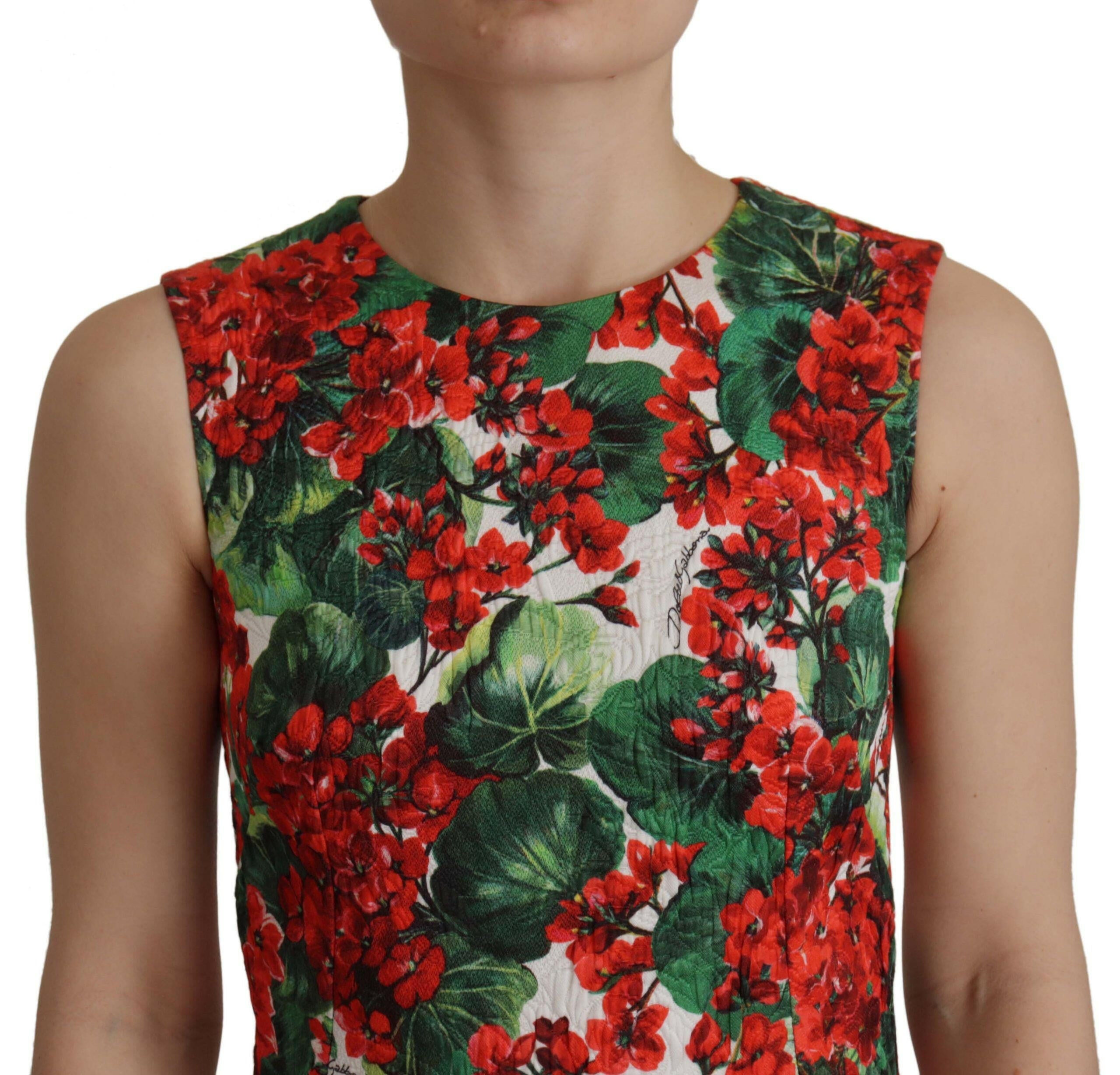 Dolce & Gabbana Multicolor Geranium Cotton Knee Length Dress -   -  Dolce & Gabbana.