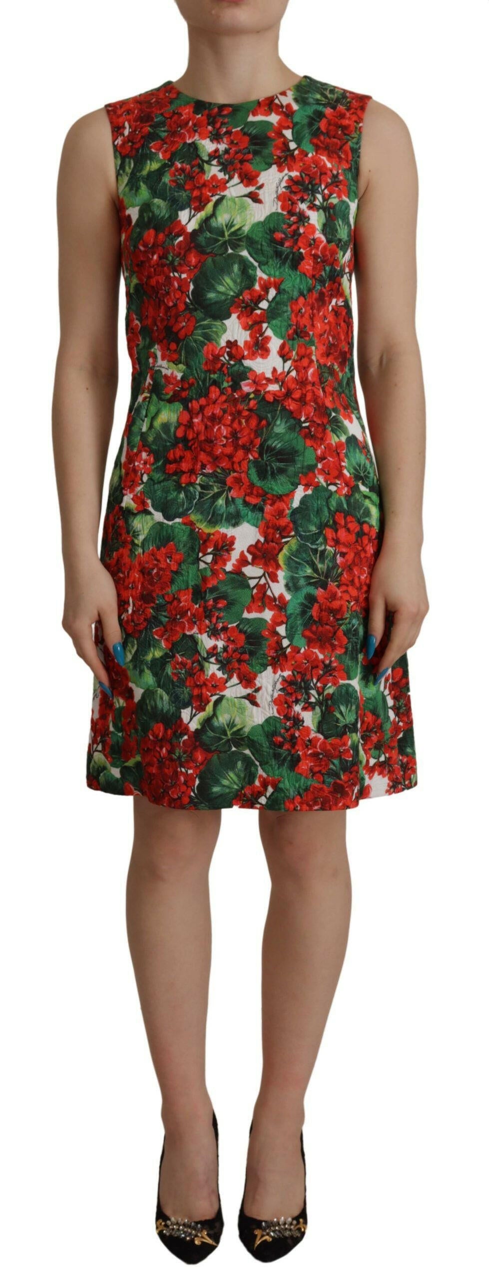 Dolce & Gabbana Multicolor Geranium Cotton Knee Length Dress -   -  Dolce & Gabbana.