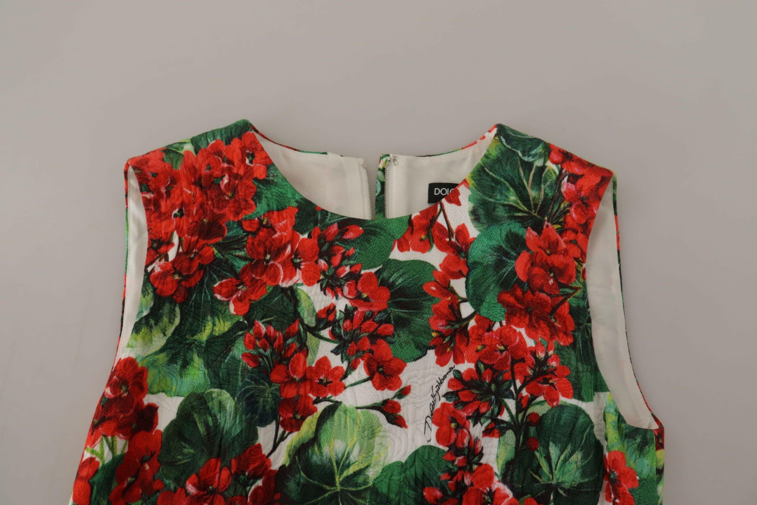 Dolce & Gabbana Multicolor Geranium Cotton Knee Length Dress -   -  Dolce & Gabbana.
