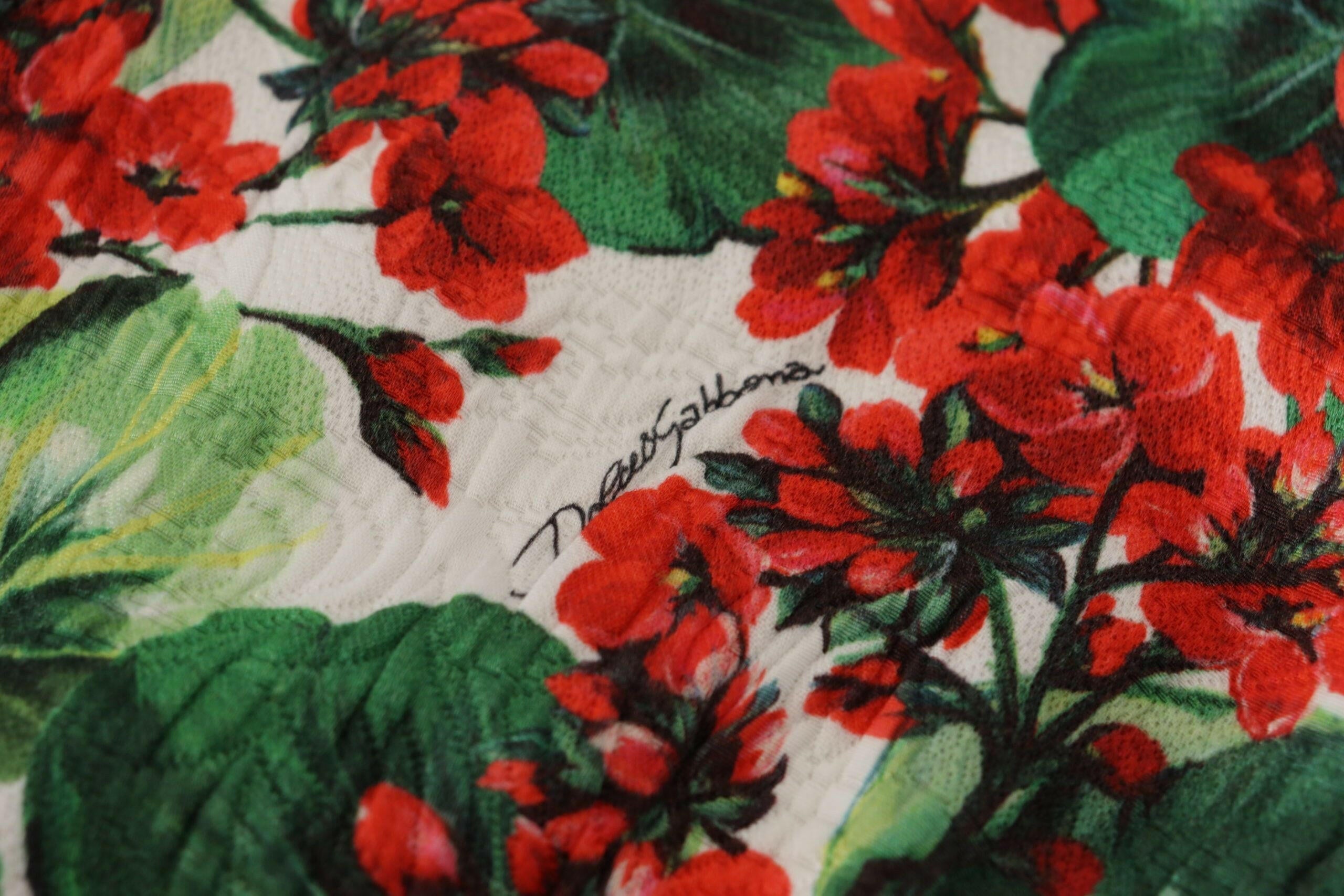 Dolce & Gabbana Multicolor Geranium Cotton Knee Length Dress -   -  Dolce & Gabbana.