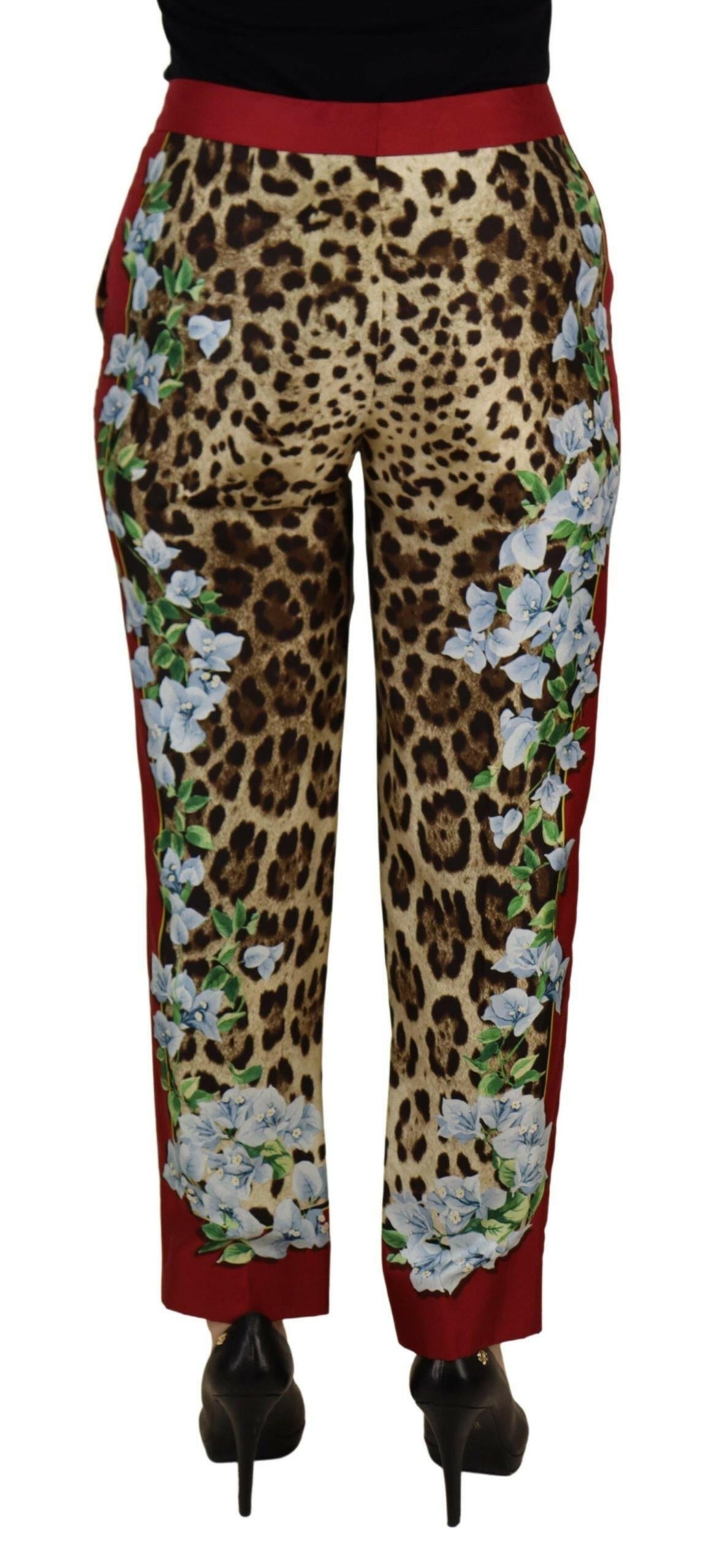 Dolce & Gabbana Multicolor Leopard Flora Printed Mid Waist Trouser Pants -   -  Dolce & Gabbana.