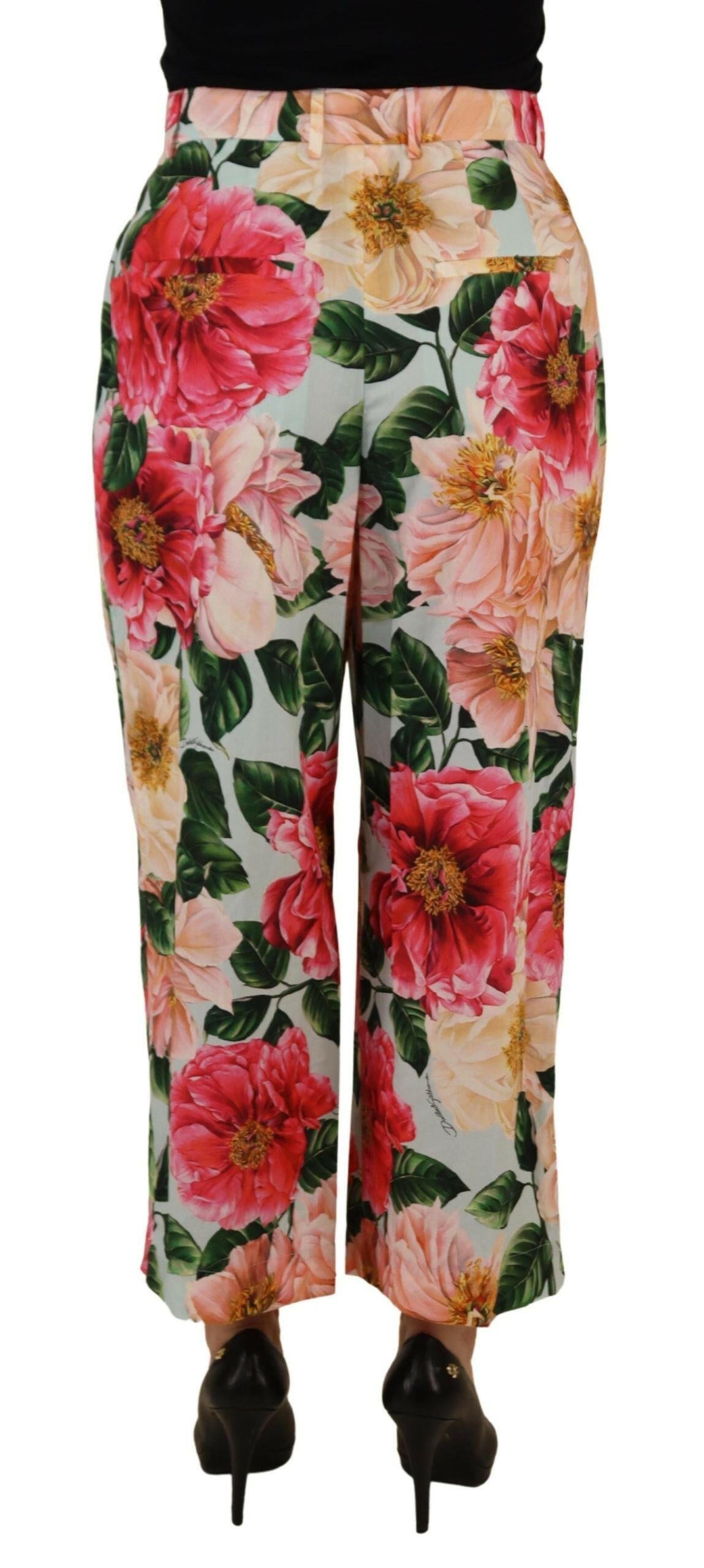 Dolce & Gabbana Multicolor Flora Printed High Waist Cropped Trouser Pants -   -  Dolce & Gabbana.