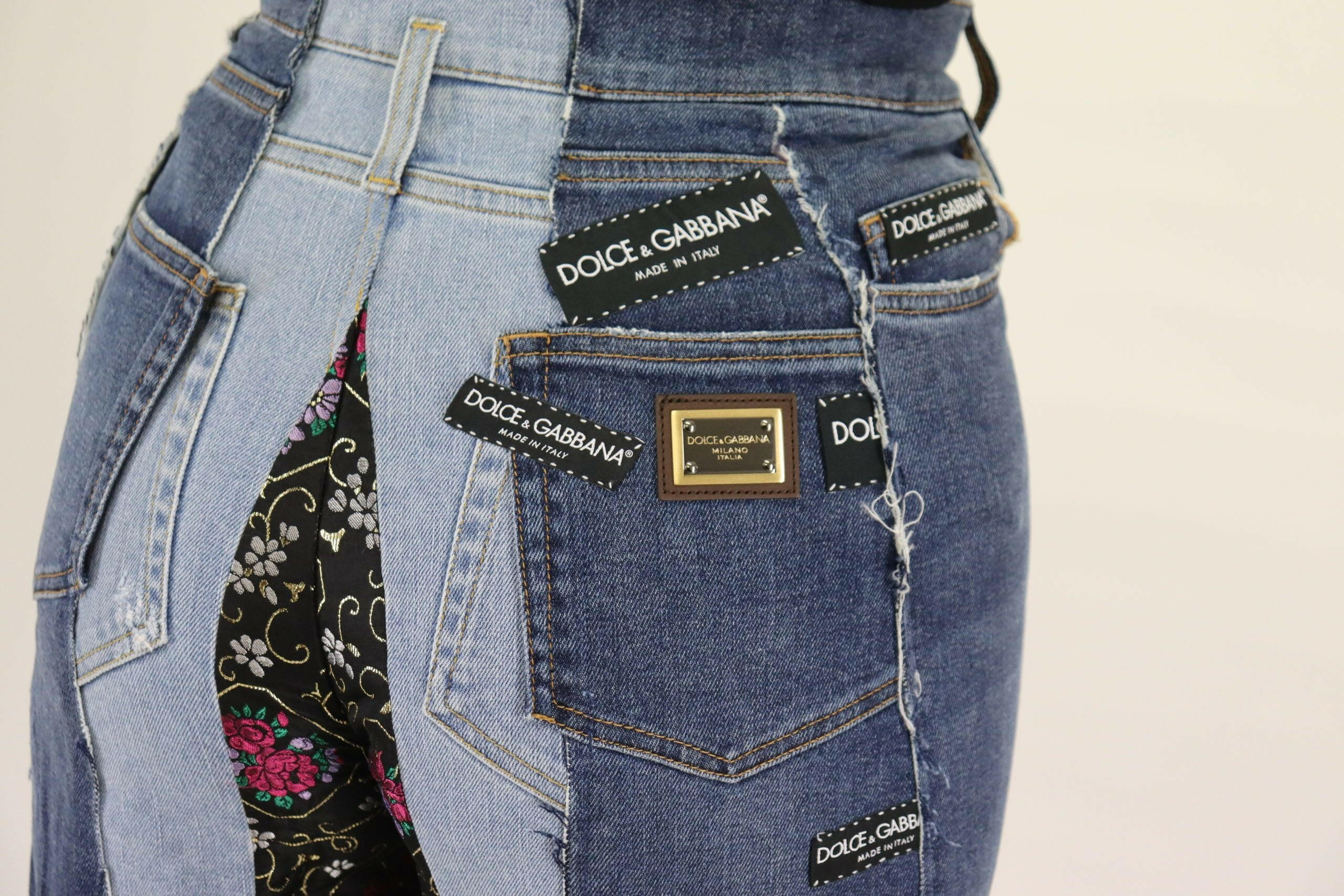 Dolce & Gabbana Multicolor Patchwork DG Fashion Wide Leg Denim Pant -   -  Dolce & Gabbana.
