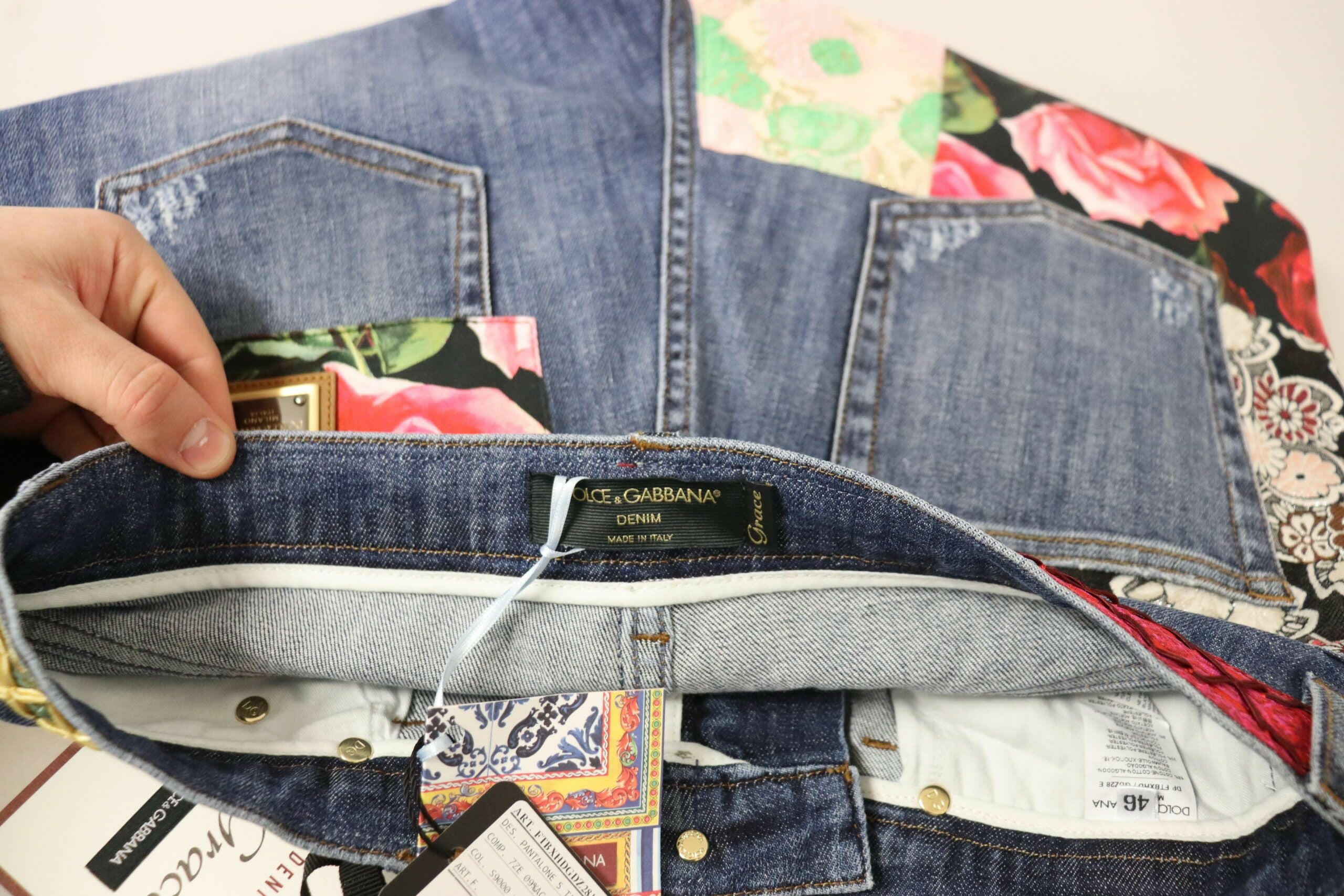 Dolce & Gabbana Blue Patchwork High Waist Denim Jeans -   -  Dolce & Gabbana.