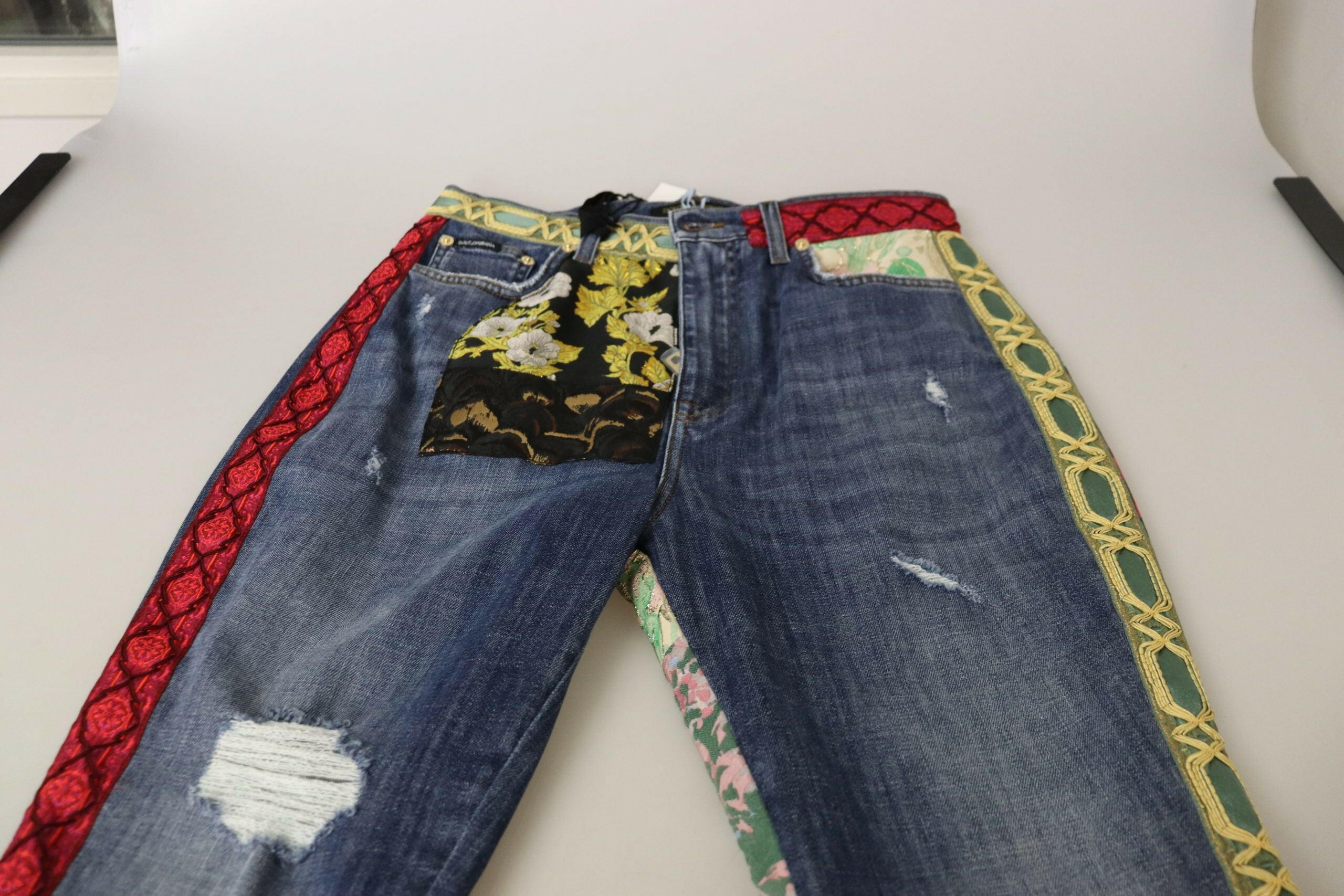 Dolce & Gabbana Blue Patchwork High Waist Denim Jeans -   -  Dolce & Gabbana.