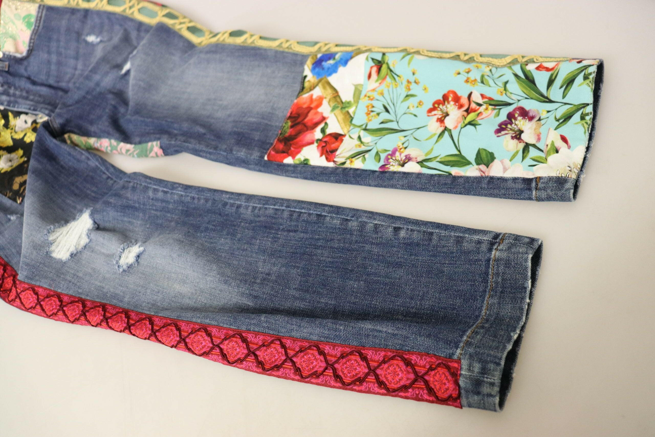 Dolce & Gabbana Blue Patchwork High Waist Denim Jeans -   -  Dolce & Gabbana.
