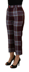 Dolce & Gabbana Gray Checked High Waist Cropped Trouser Pants -   -  Dolce & Gabbana.