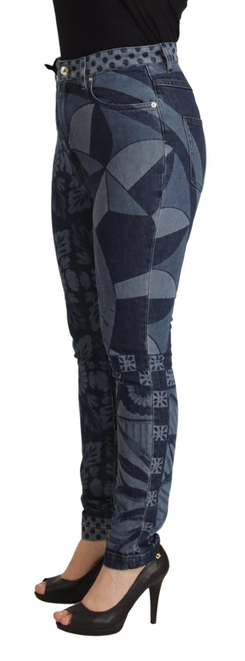 Dolce & Gabbana Blue Floral High Waist Skinny Denim Jeans -   -  Dolce & Gabbana.