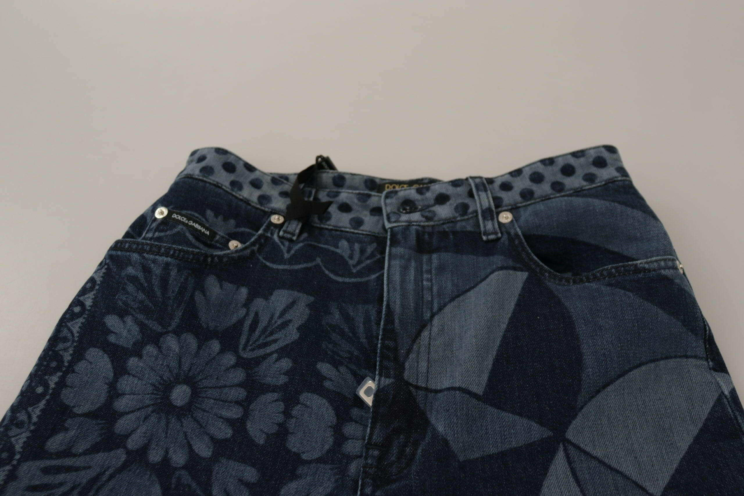 Dolce & Gabbana Blue Floral High Waist Skinny Denim Jeans -   -  Dolce & Gabbana.
