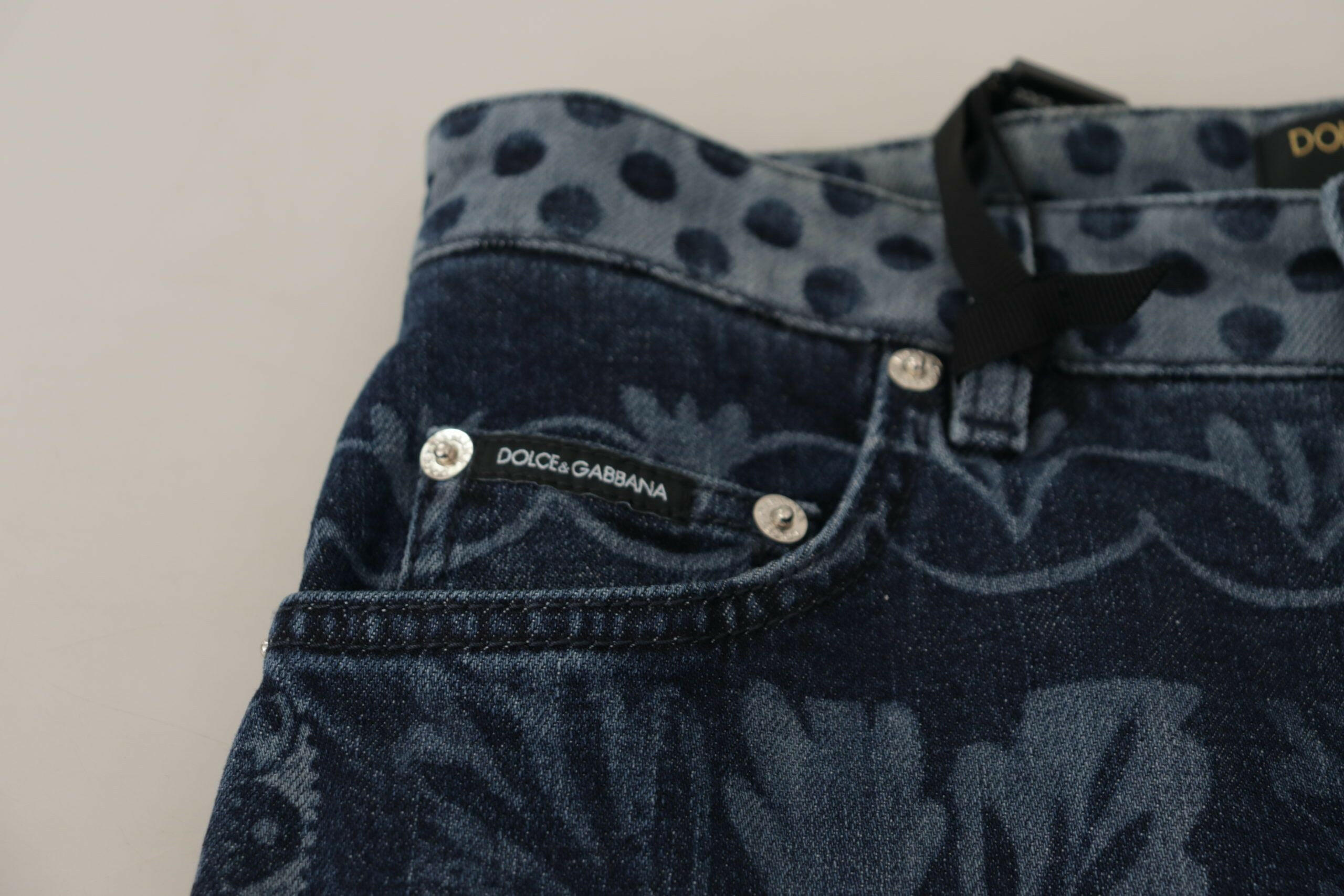 Dolce & Gabbana Blue Floral High Waist Skinny Denim Jeans -   -  Dolce & Gabbana.