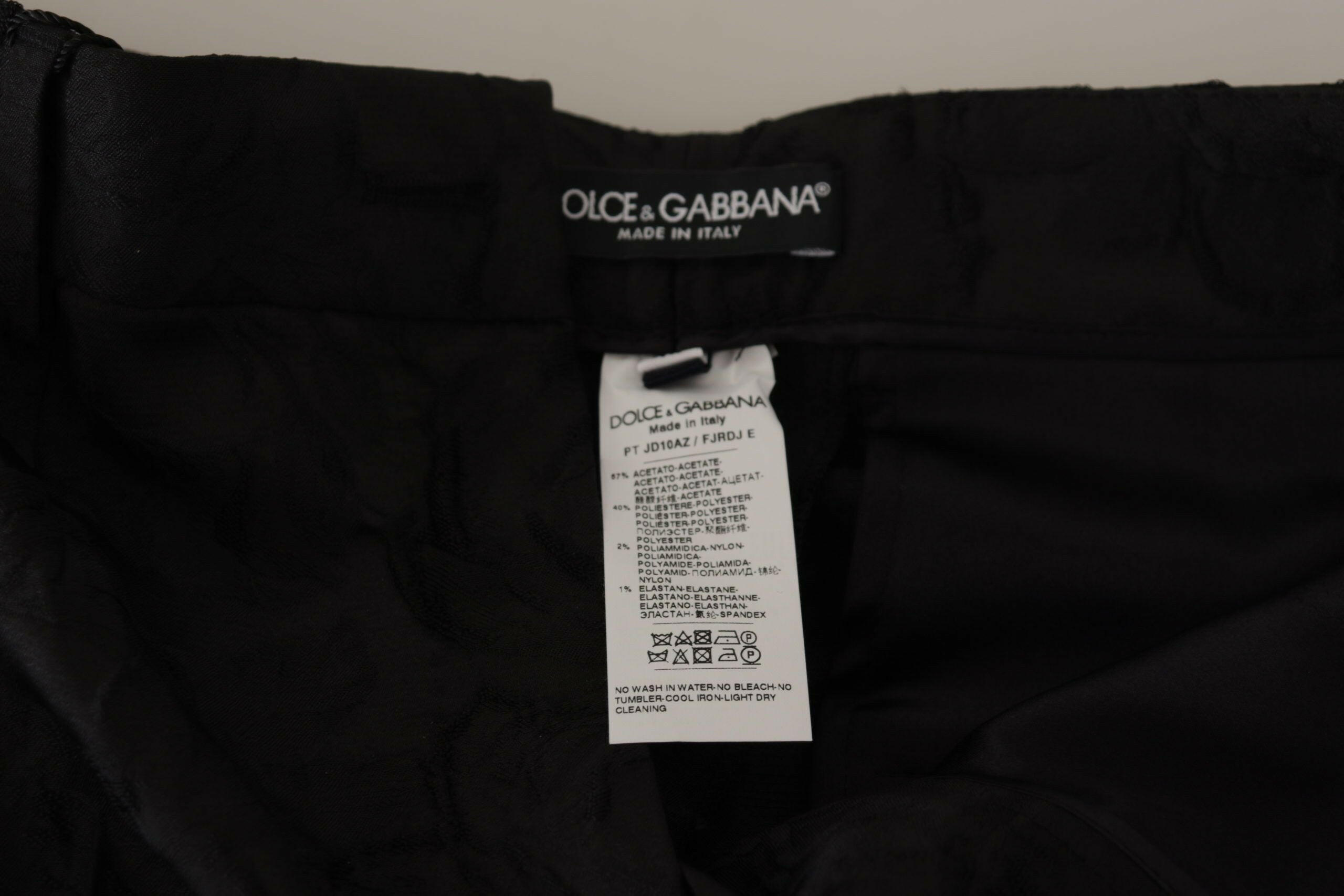 Dolce & Gabbana Black Brocade Cropped High Waist Pants -   -  Dolce & Gabbana.